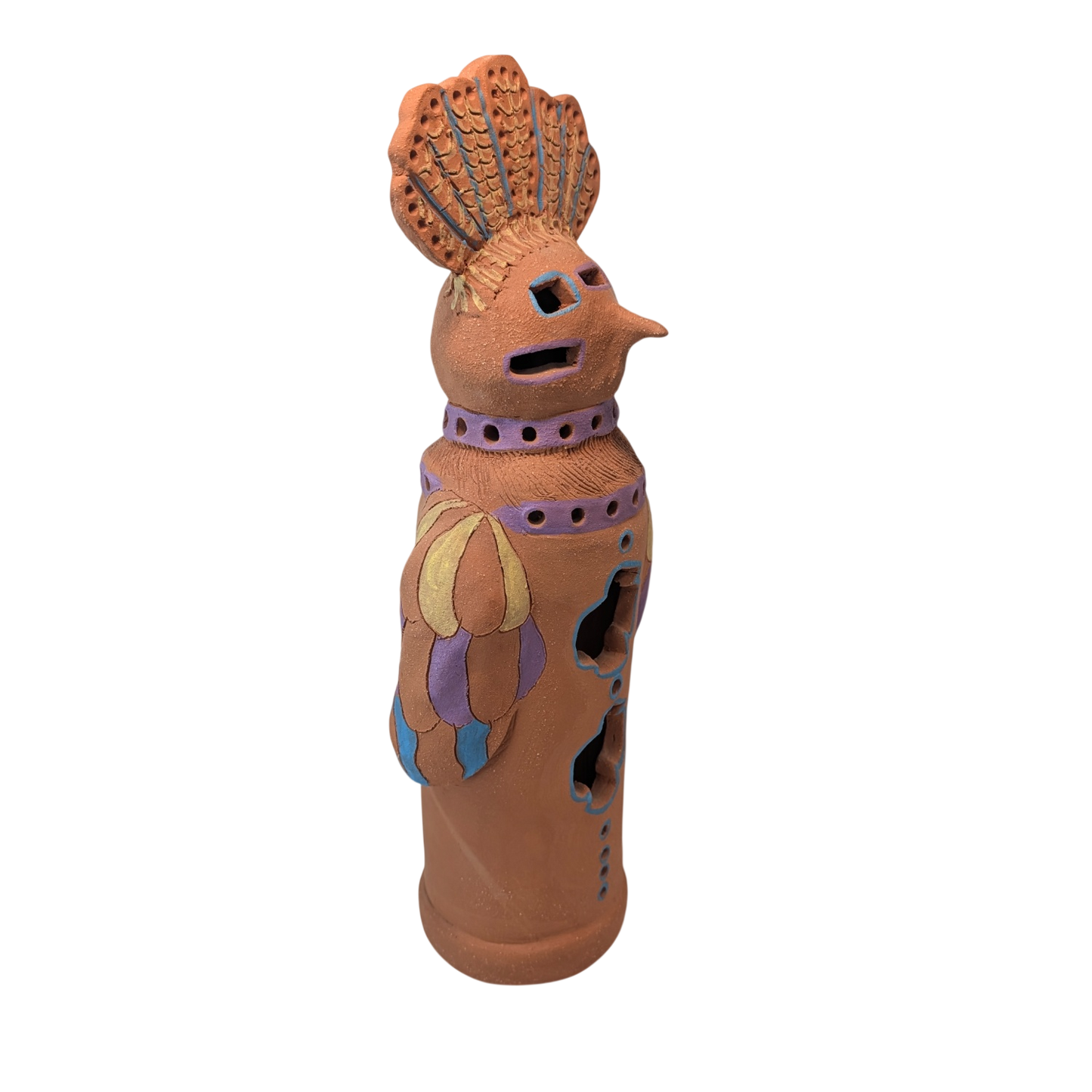 Vintage Terracotta Owl Luminary Large Studio Pottery Southwestern Folk Art Figure