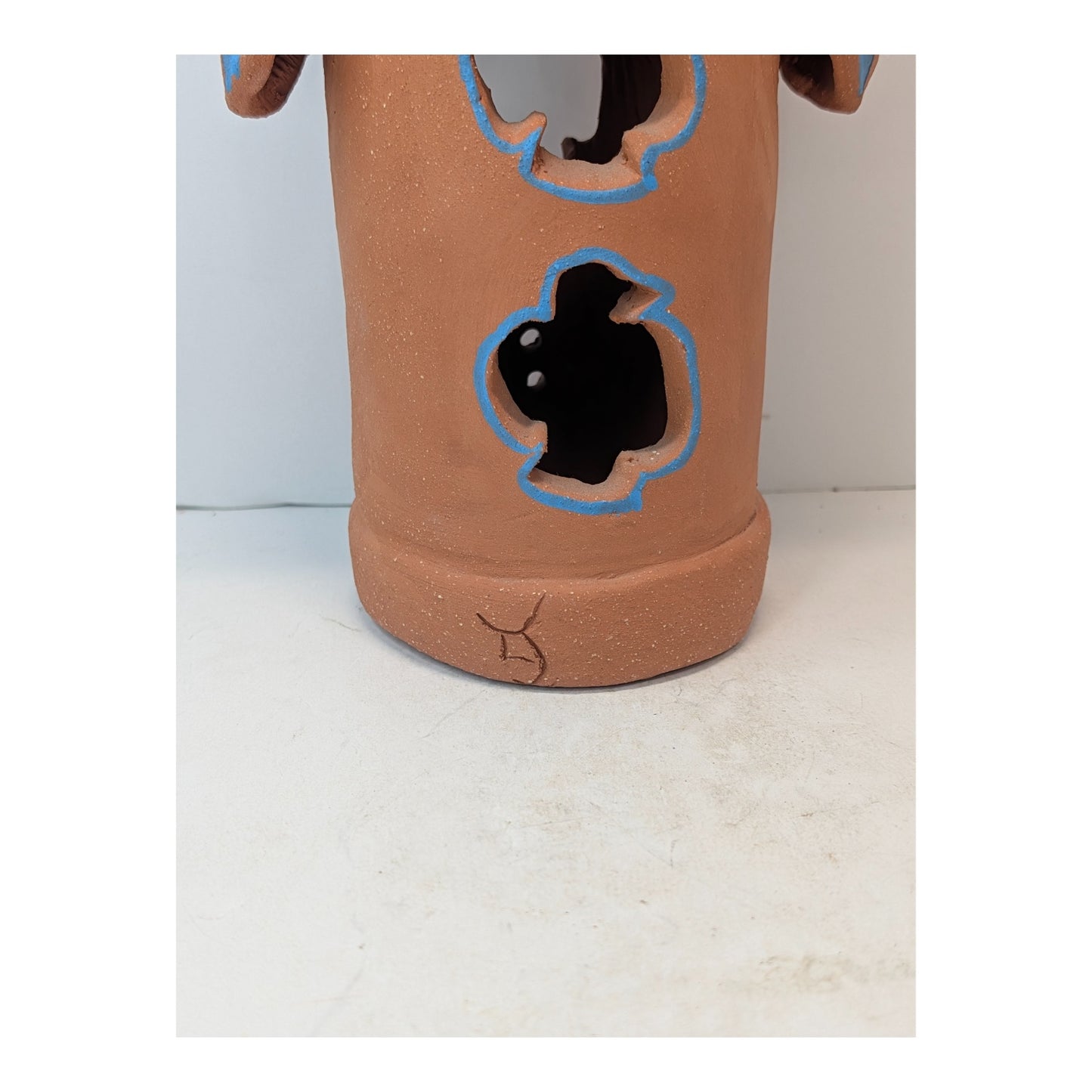 Vintage Terracotta Owl Luminary Large Studio Pottery Southwestern Folk Art Figure