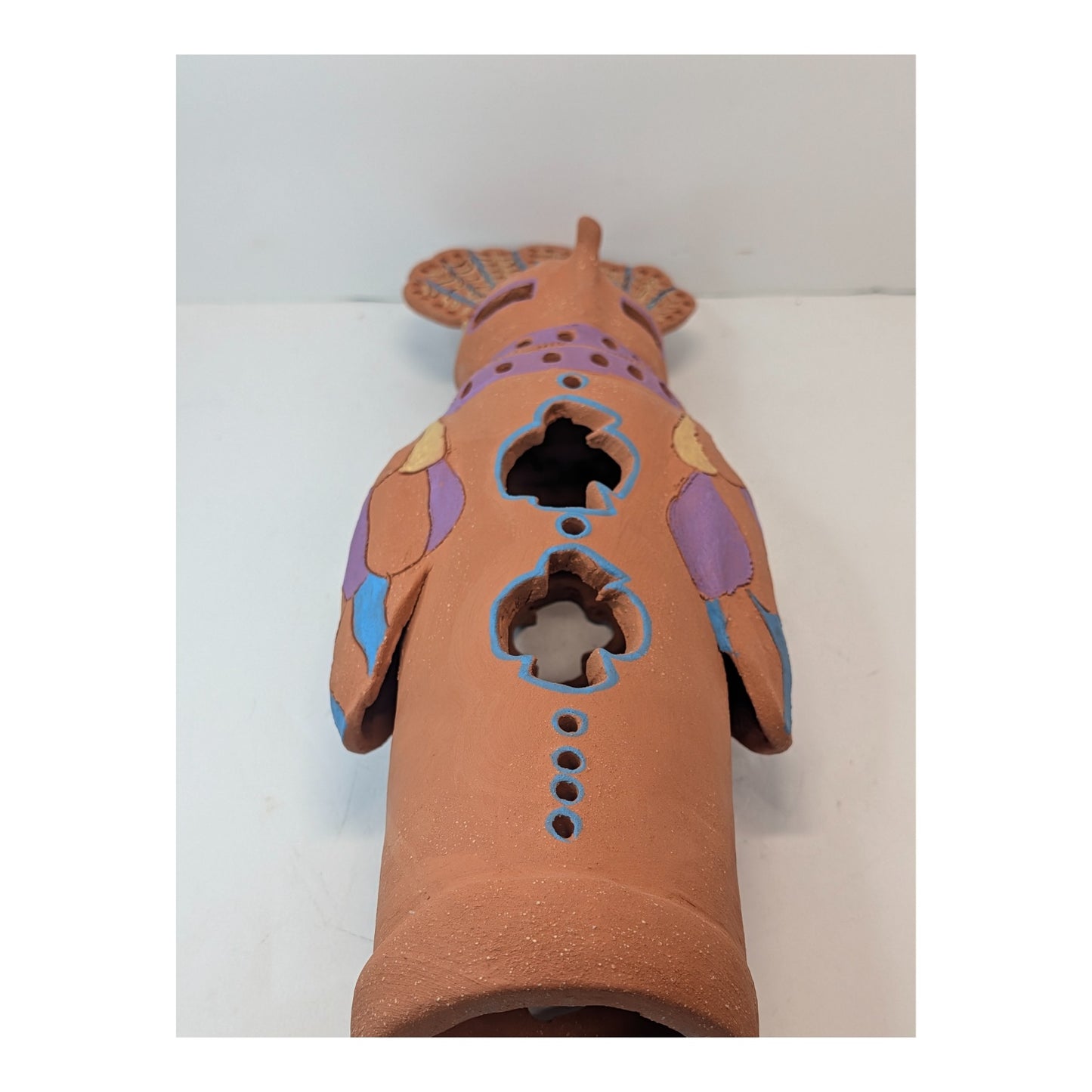 Vintage Terracotta Owl Luminary Large Studio Pottery Southwestern Folk Art Figure