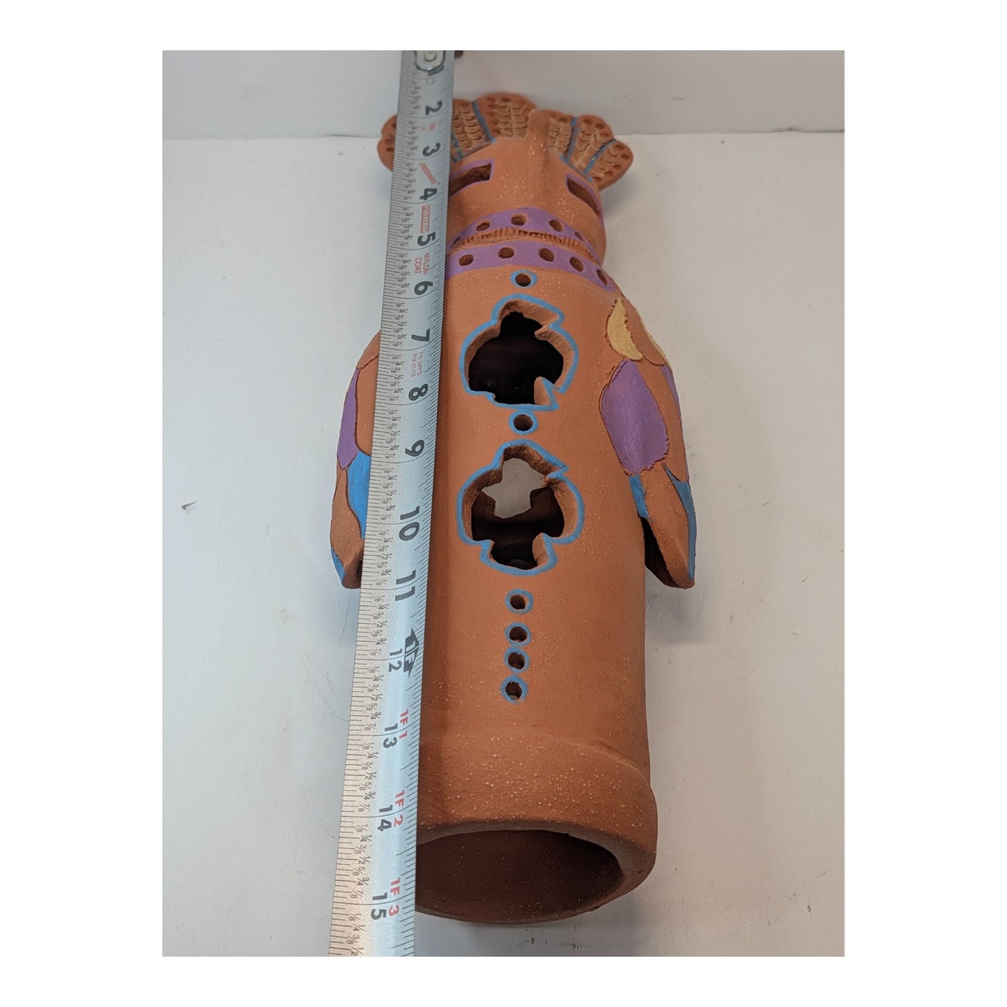 Vintage Terracotta Owl Luminary Large Studio Pottery Southwestern Folk Art Figure