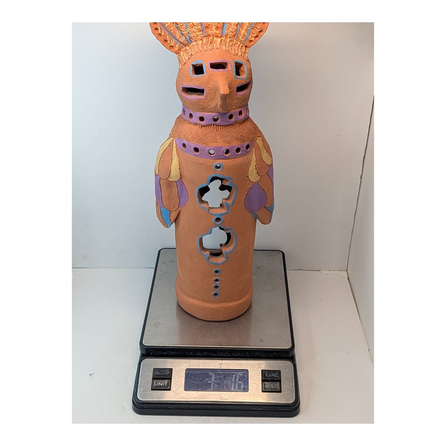 Vintage Terracotta Owl Luminary Large Studio Pottery Southwestern Folk Art Figure