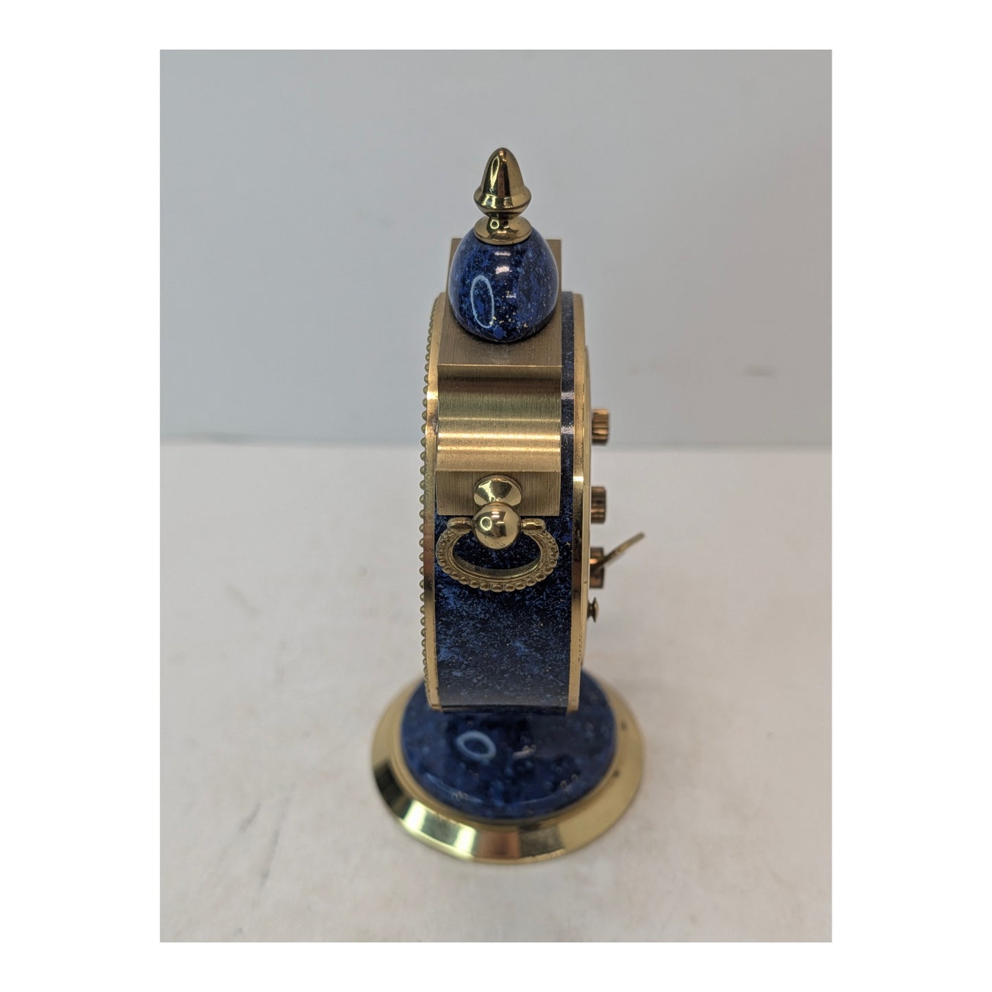 Vintage Hamilton 8-Day Lapis Lazuli & Brass Desk Clock, Swiss Made