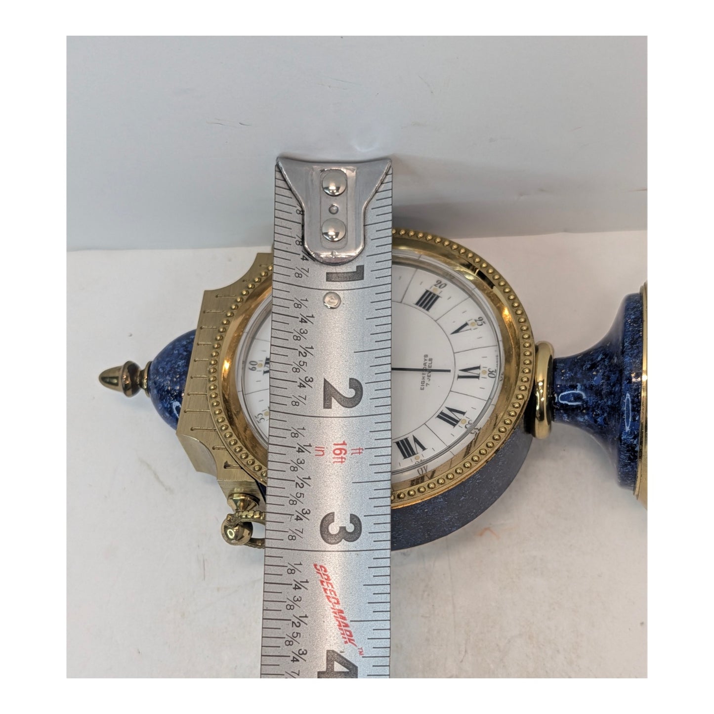 Vintage Hamilton 8-Day Lapis Lazuli & Brass Desk Clock, Swiss Made