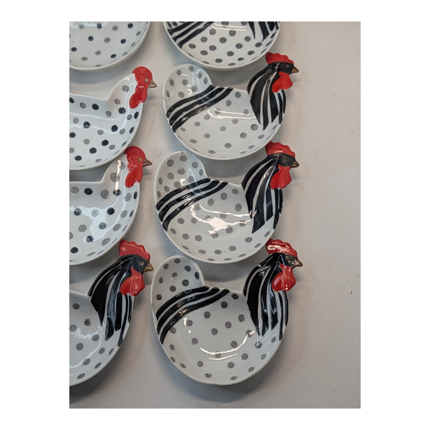 Vintage Lipper & Mann Chicken Appetizer Dish Set, 11pc MCM Japan Ceramic