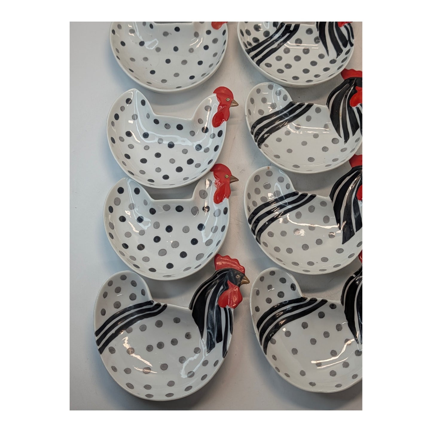 Vintage Lipper & Mann Chicken Appetizer Dish Set, 11pc MCM Japan Ceramic