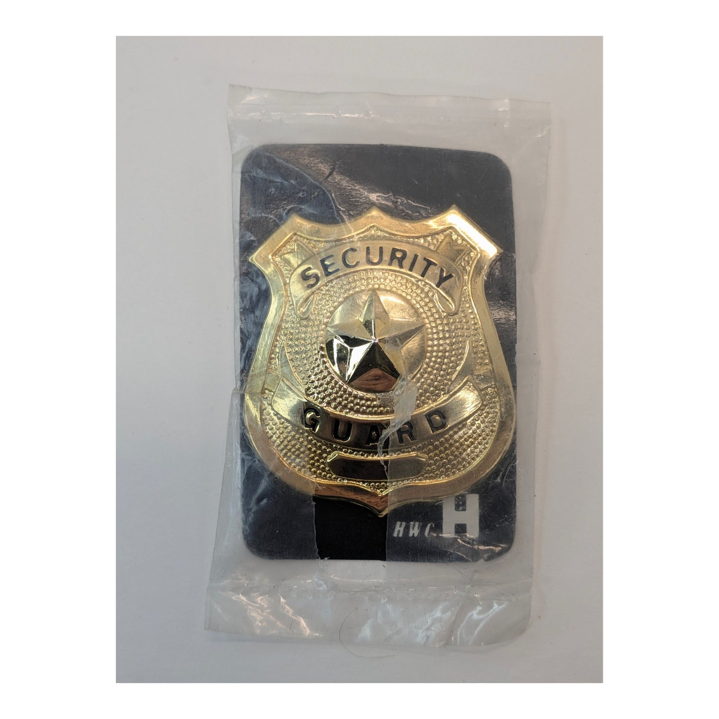 Lot of 6 Vintage HWC Security Guard Badges NOS Gold Tone Metal Prop