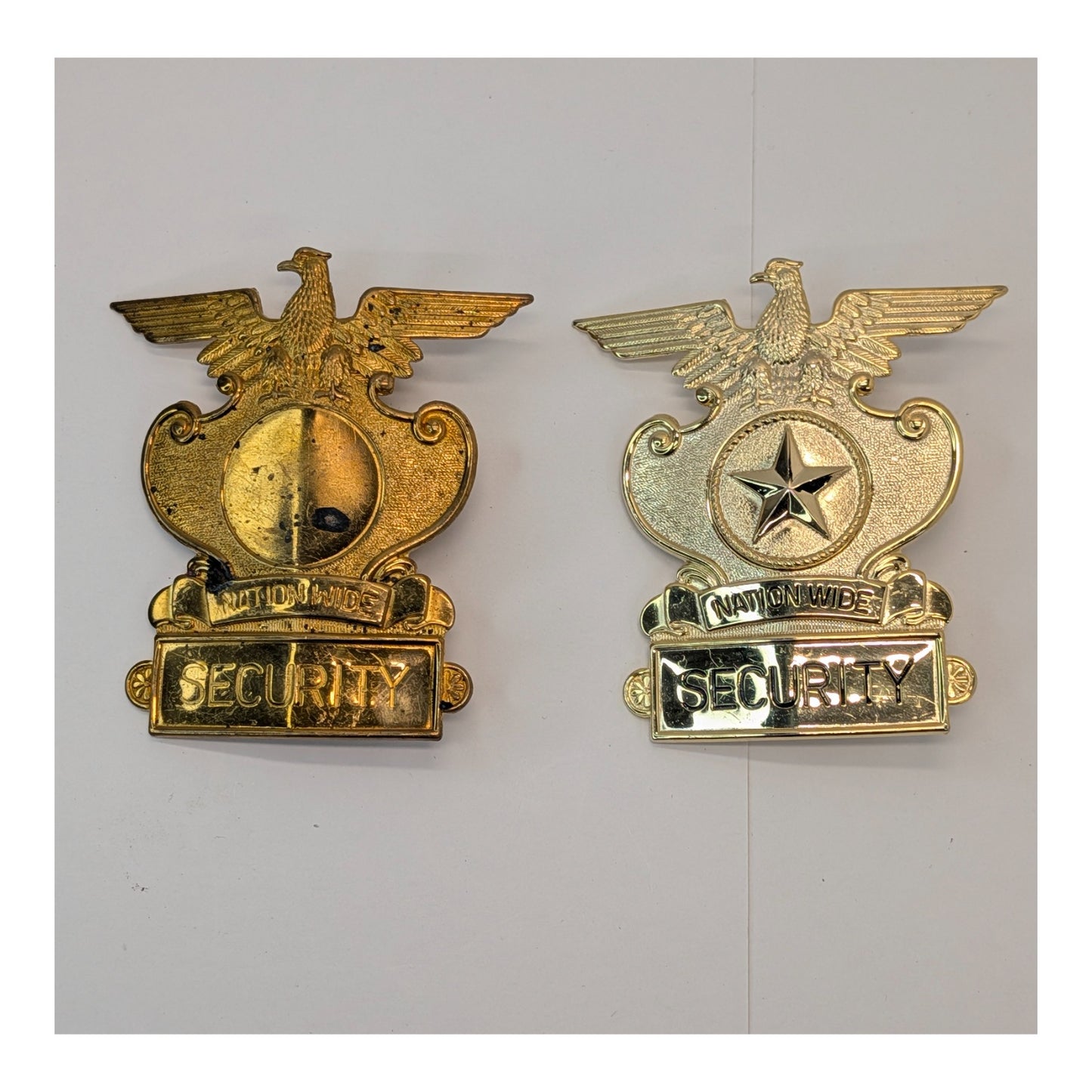 Vintage Nation Wide Security Badge Lot of 4, Eagle Top, Mid-Century