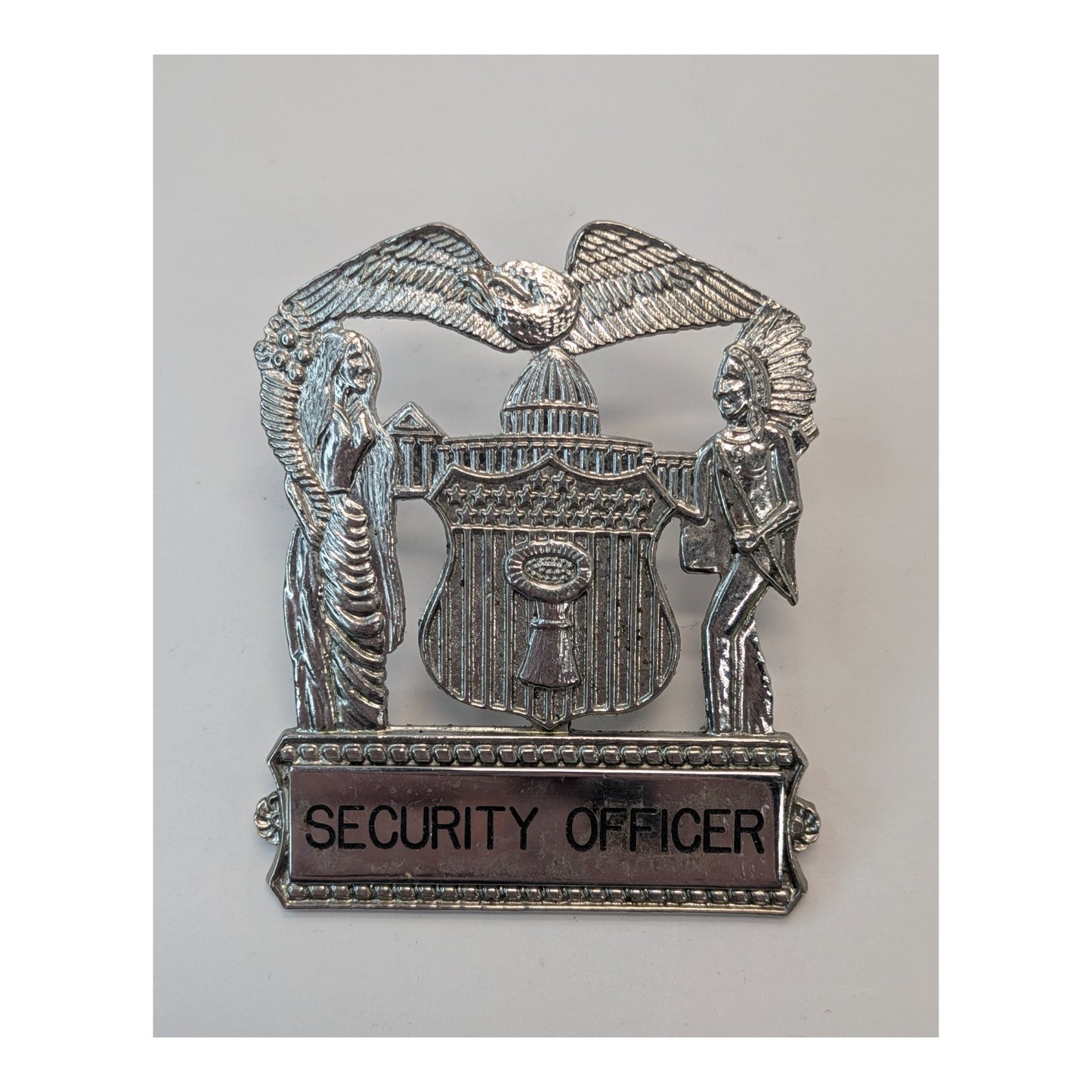 Vintage Minnesota Security Officer Badges, Set of 3, Chrome Eagle & Capitol