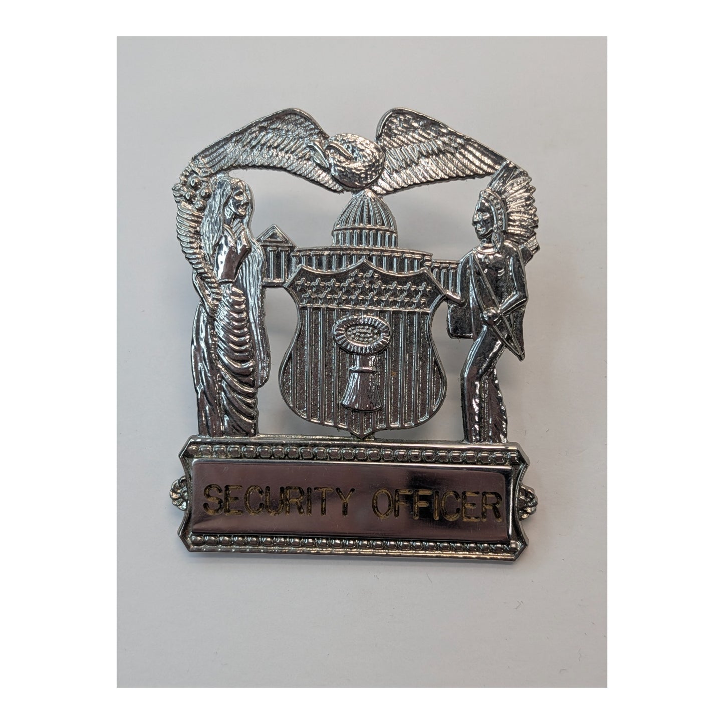 Vintage Minnesota Security Officer Badges, Set of 3, Chrome Eagle & Capitol