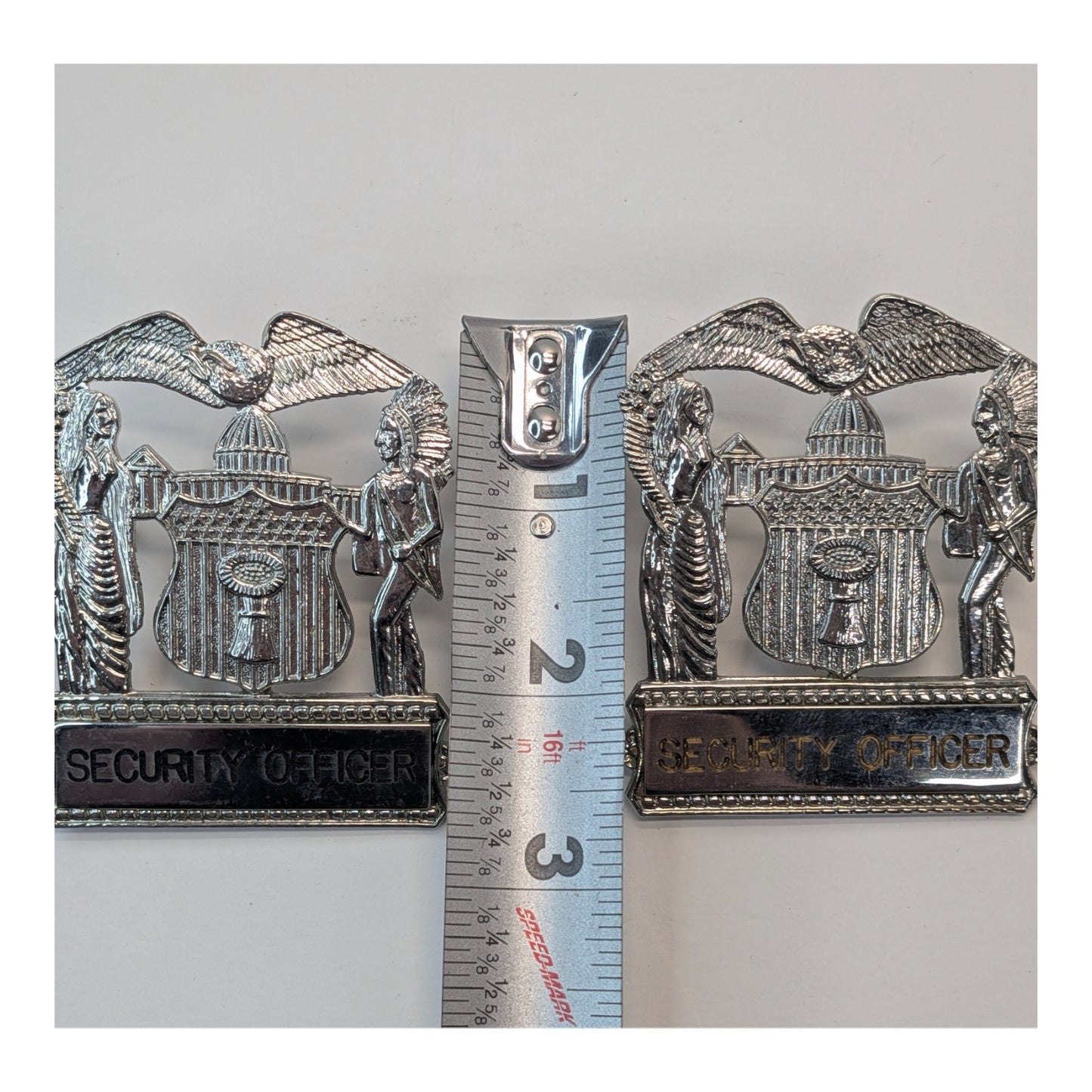 Vintage Minnesota Security Officer Badges, Set of 3, Chrome Eagle & Capitol
