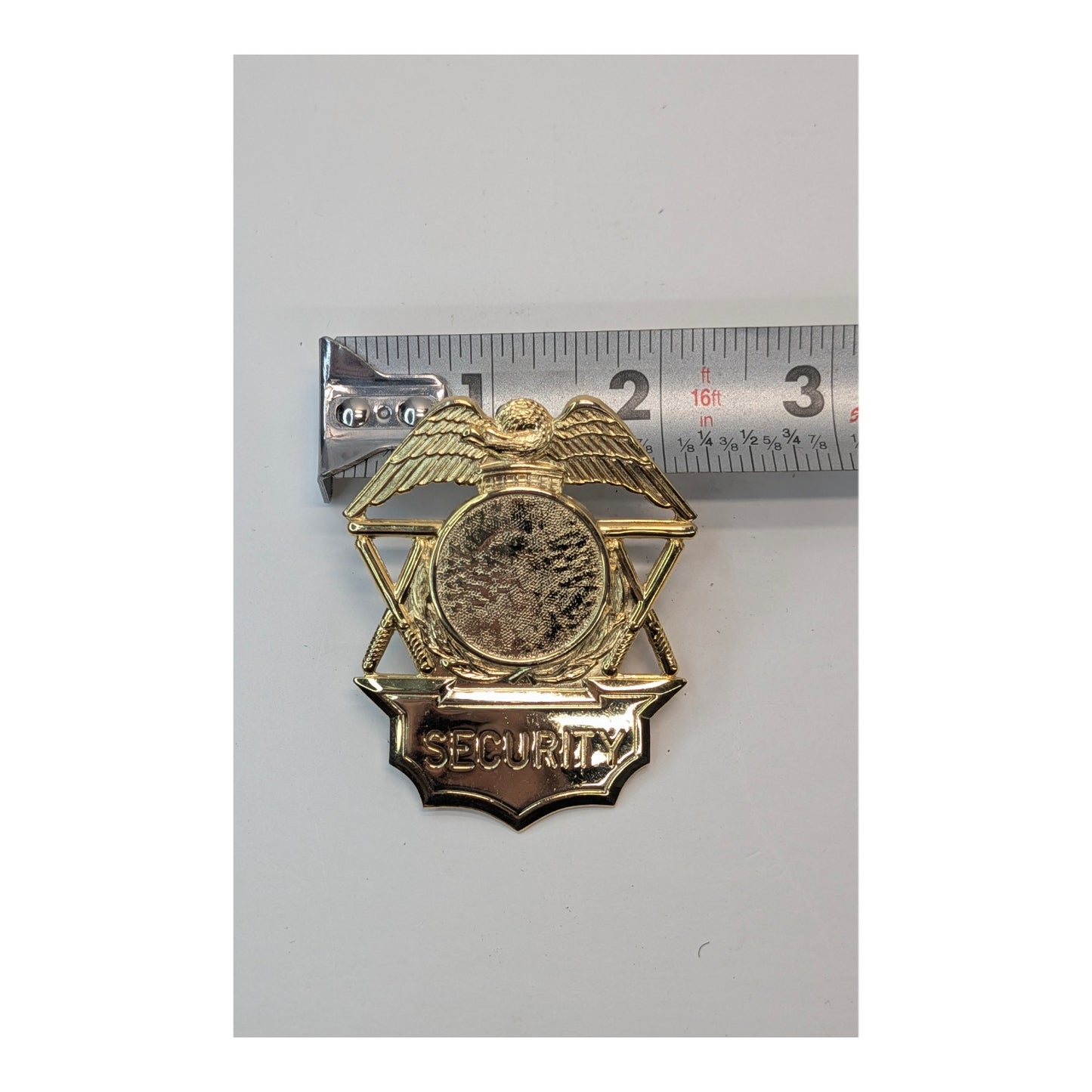 Vintage Security & Sergeant Eagle Badges, Gold Tone Metal, Lot of 3
