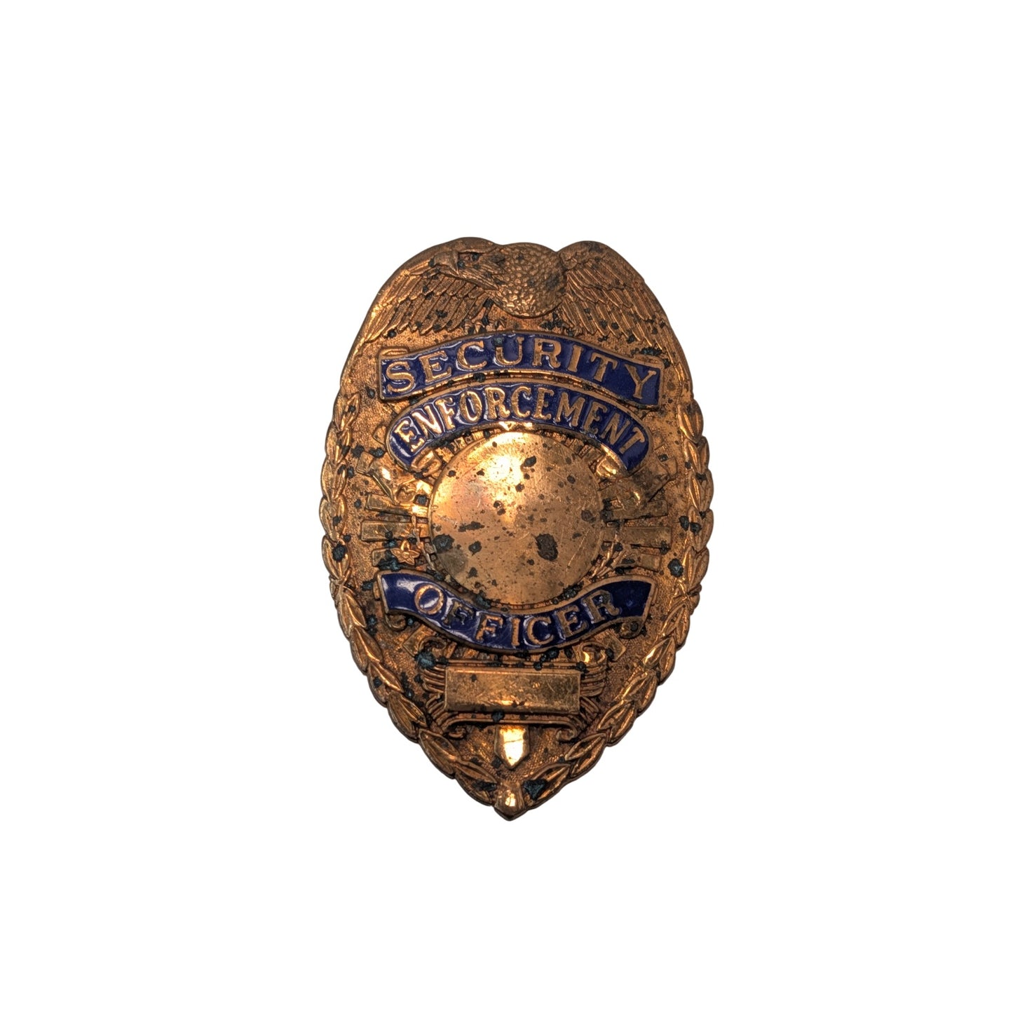 Vintage Security Enforcement Officer Badge Mid-Century Copper Tone Enamel Shield