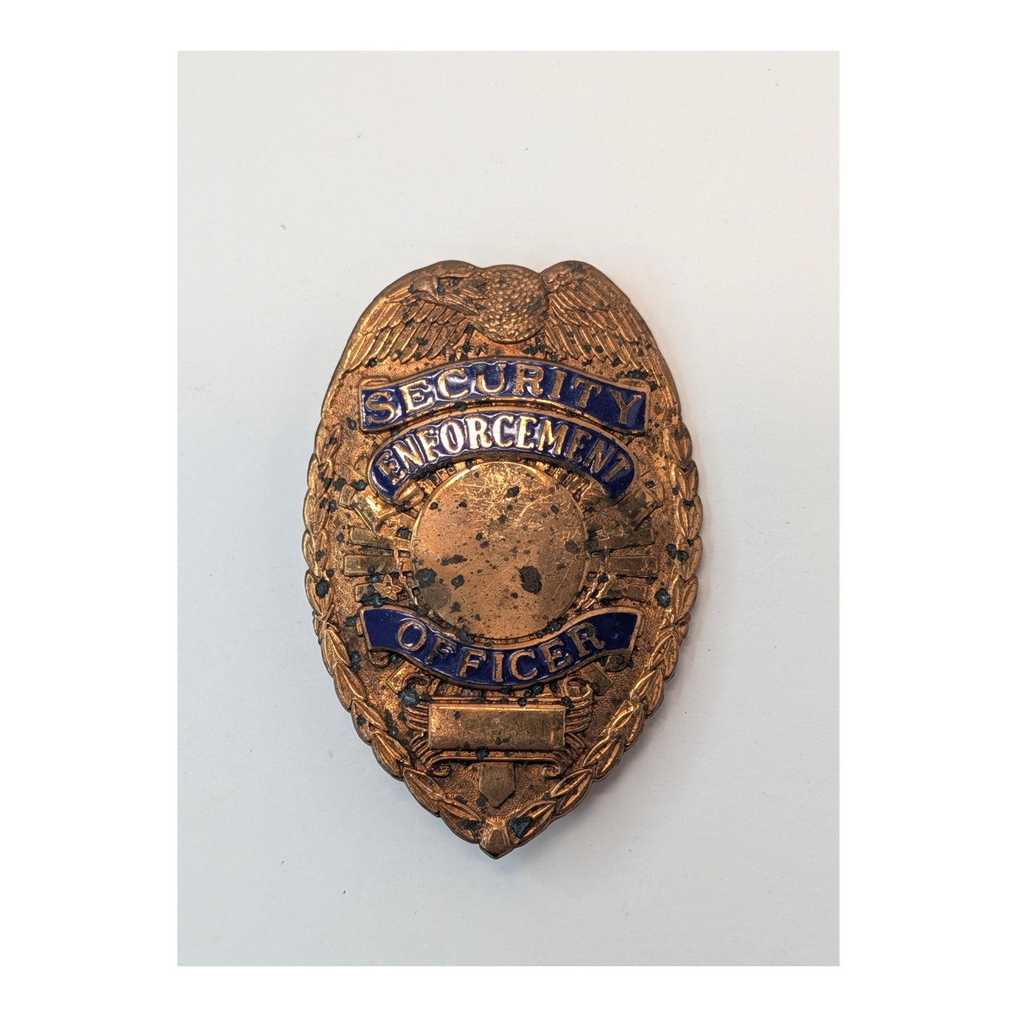 Vintage Security Enforcement Officer Badge Mid-Century Copper Tone Enamel Shield