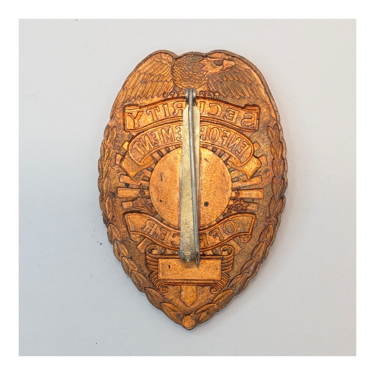 Vintage Security Enforcement Officer Badge Mid-Century Copper Tone Enamel Shield