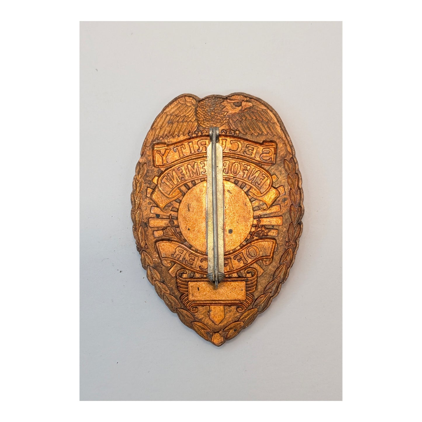 Vintage Security Enforcement Officer Badge Mid-Century Copper Tone Enamel Shield