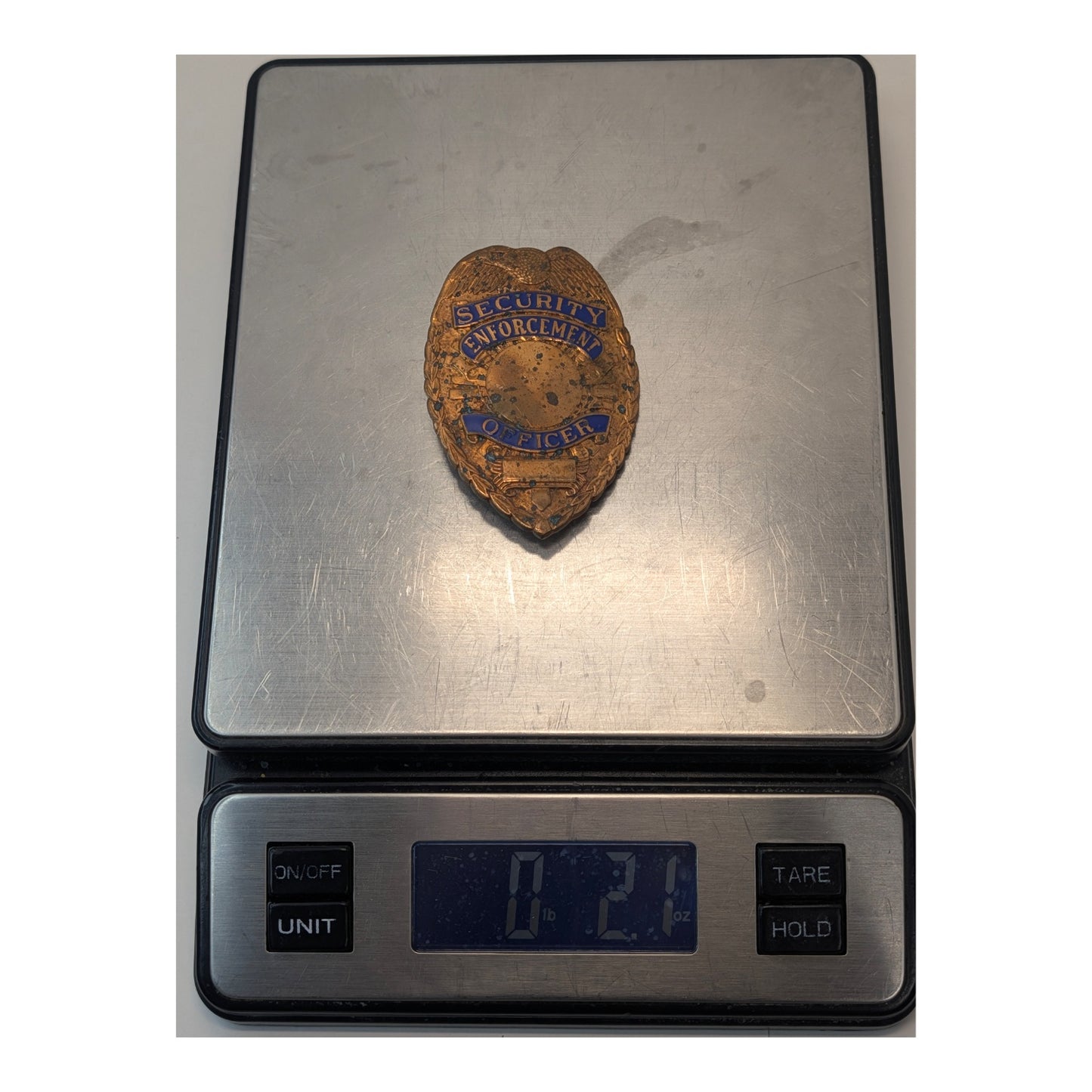 Vintage Security Enforcement Officer Badge Mid-Century Copper Tone Enamel Shield