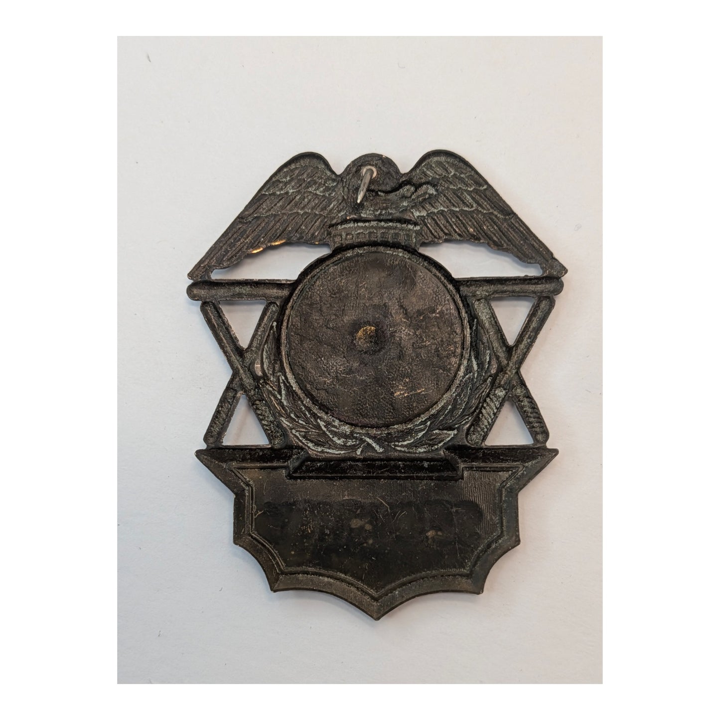 Artisanal Prop Police & Sheriff Badge Lot, Heavy Verdigris Patina
