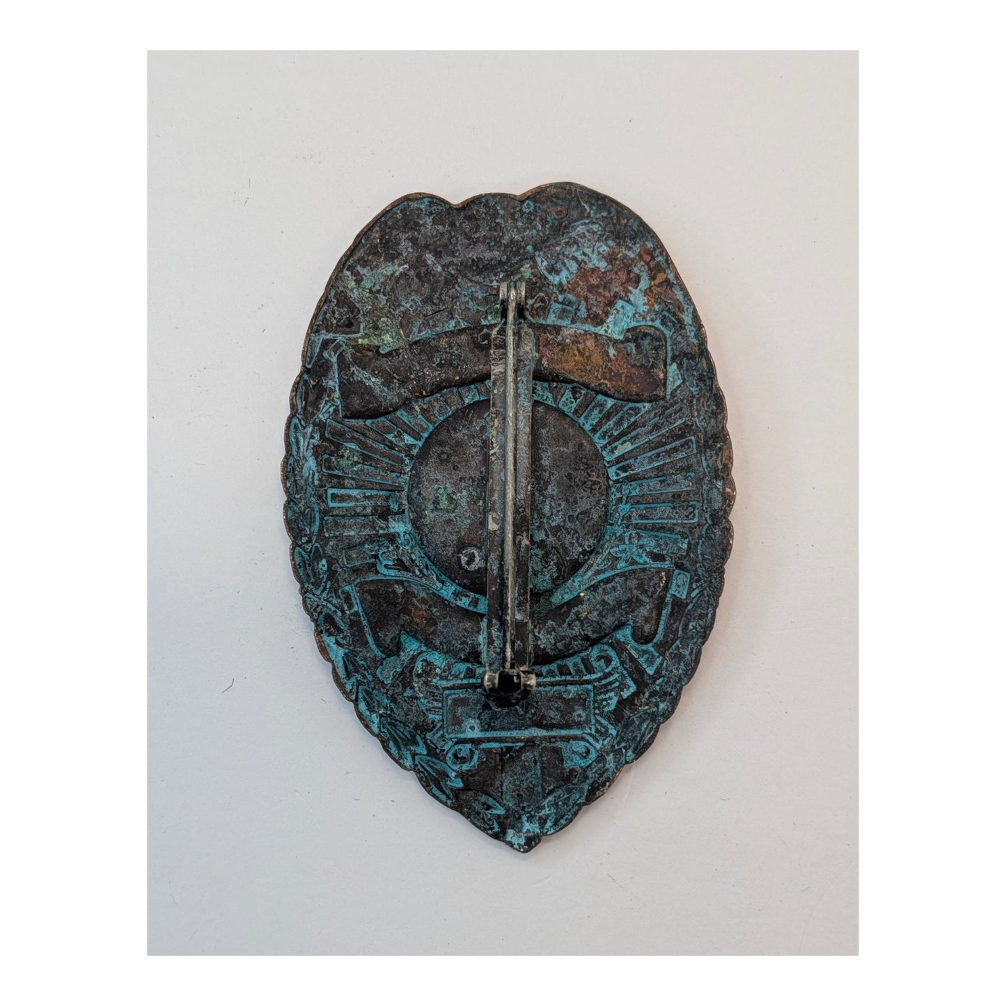 Artisanal Prop Police & Sheriff Badge Lot, Heavy Verdigris Patina