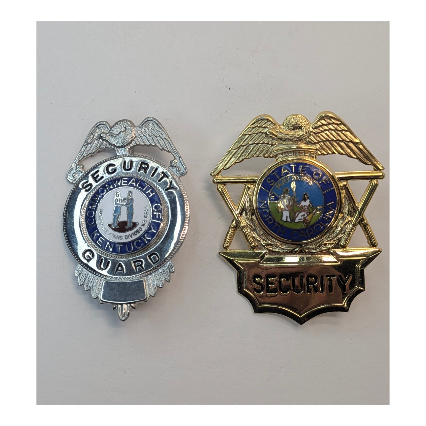 Vintage State Security Guard Badges | Kentucky & North Carolina Lot