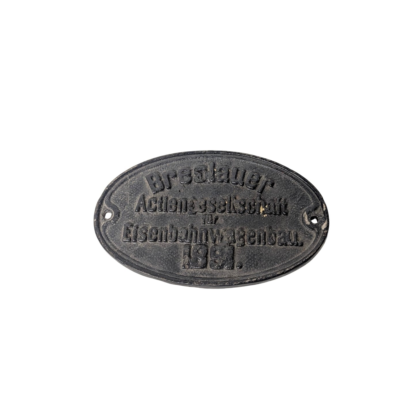 Antique 1891 German Railway Train Plaque Cast Iron Breslauer Industrial Decor
