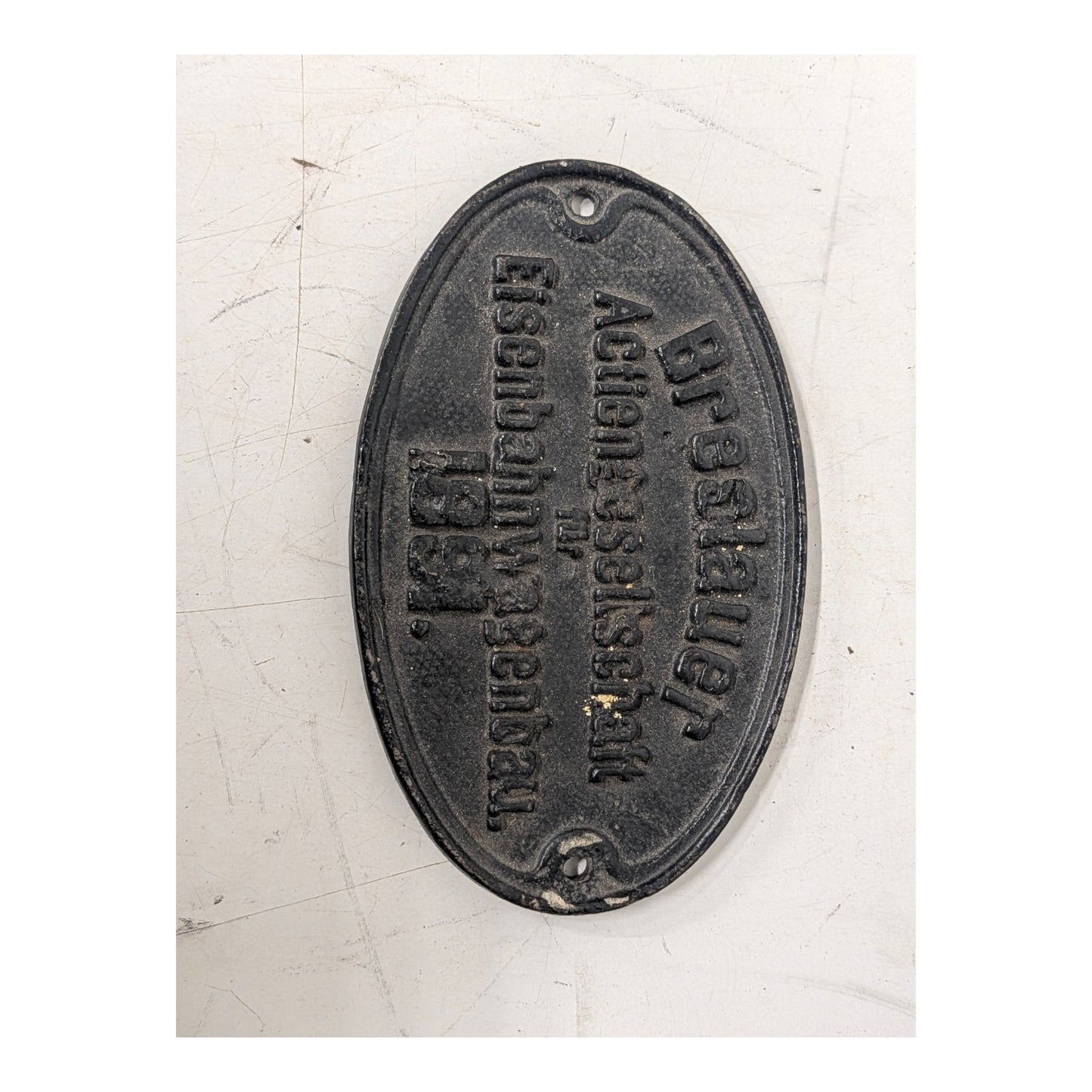 Antique 1891 German Railway Train Plaque Cast Iron Breslauer Industrial Decor