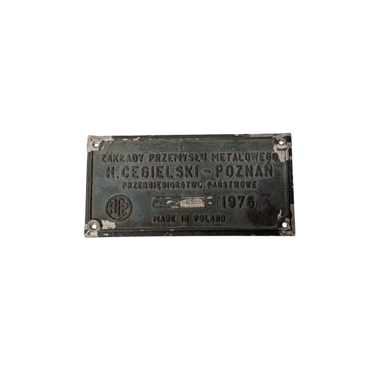 Vintage 1978 H. Cegielski Polish Industrial Machine Plaque Cast Metal Sign