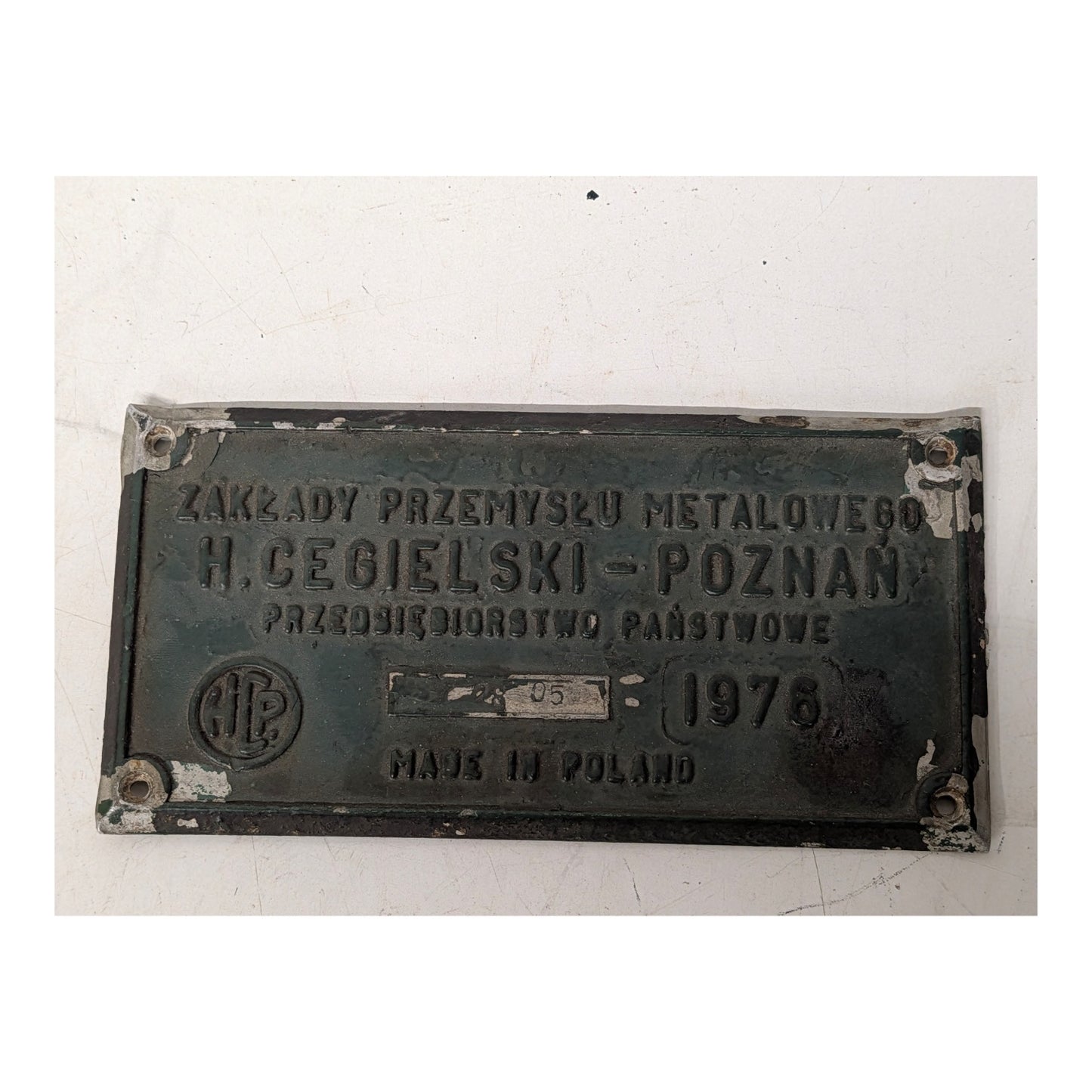 Vintage 1978 H. Cegielski Polish Industrial Machine Plaque Cast Metal Sign