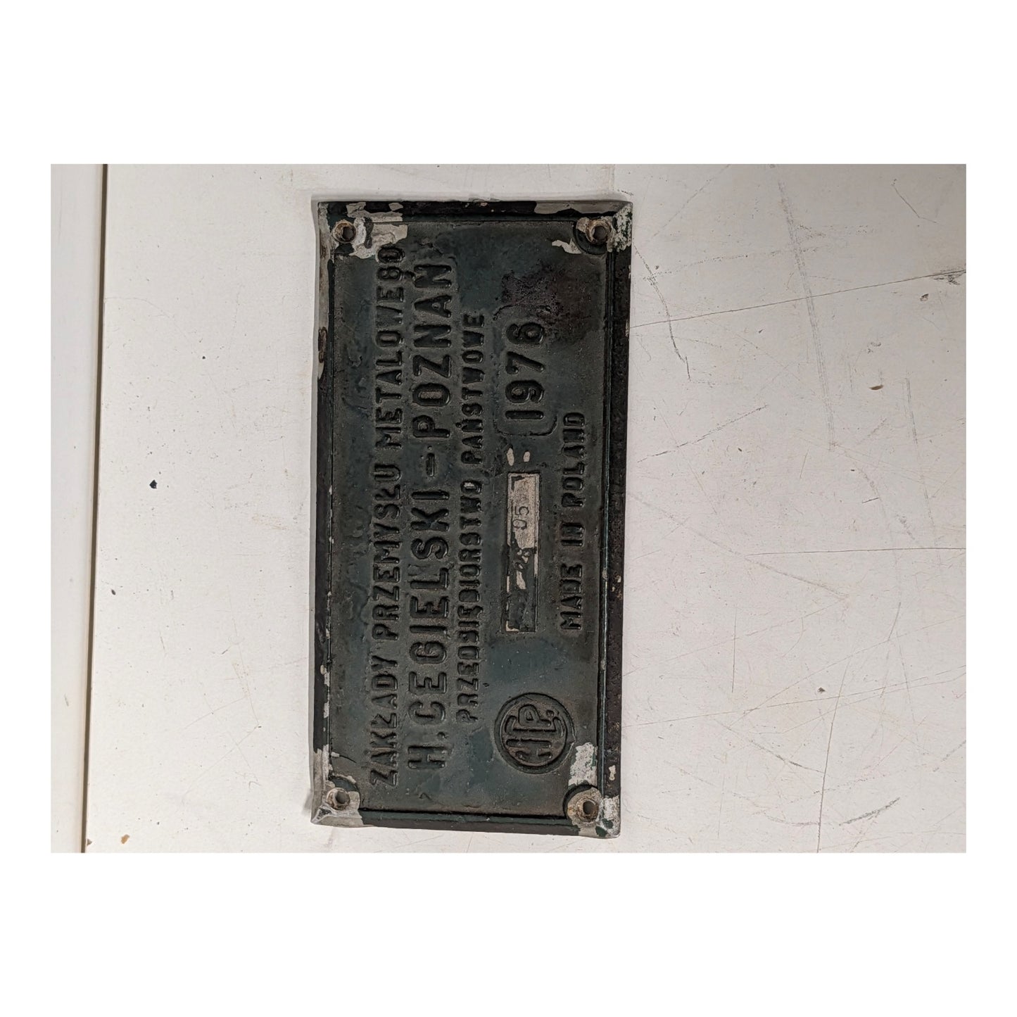 Vintage 1978 H. Cegielski Polish Industrial Machine Plaque Cast Metal Sign