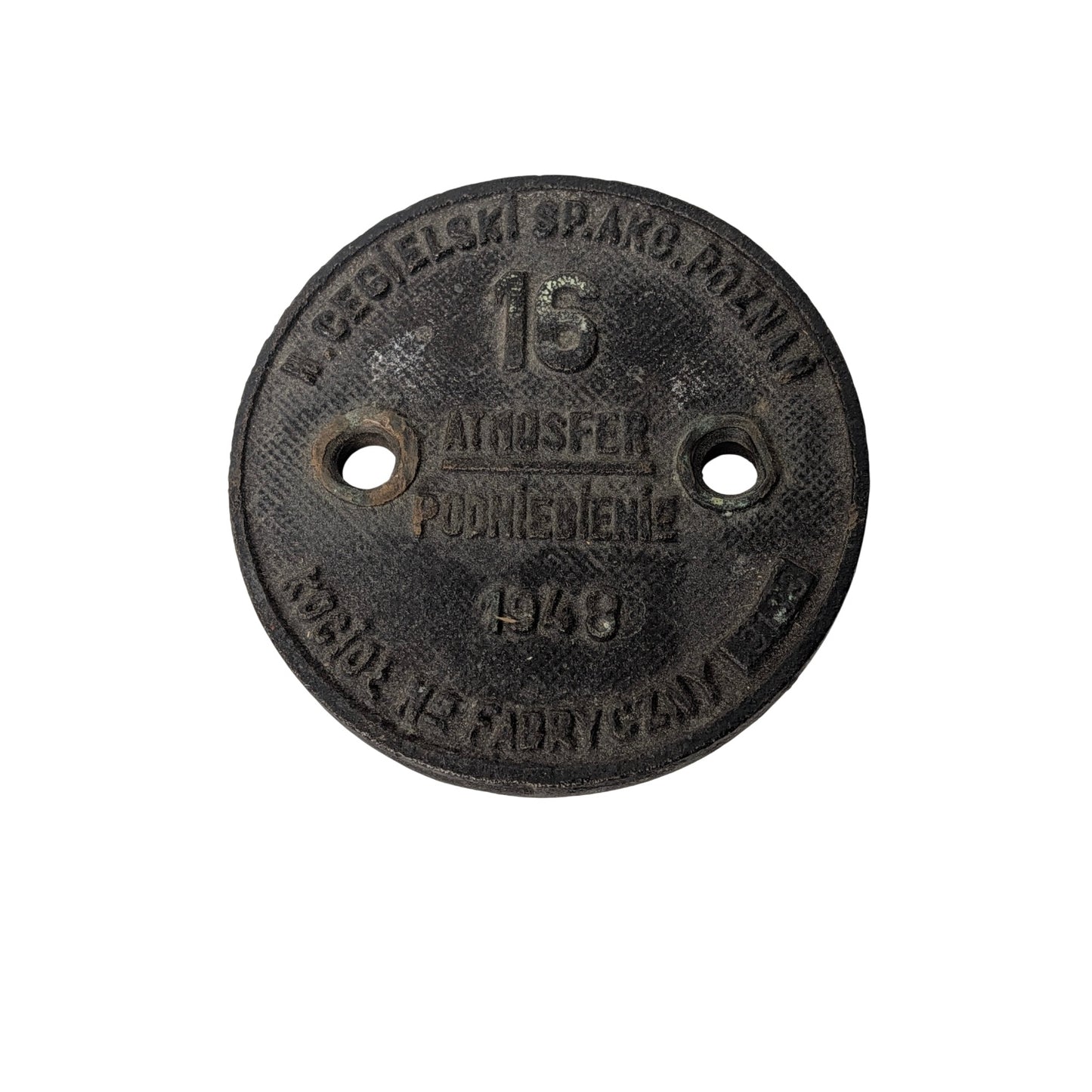 Vintage 1948 Polish Cast Iron Industrial Plaque H. Cegielski Steampunk Decor