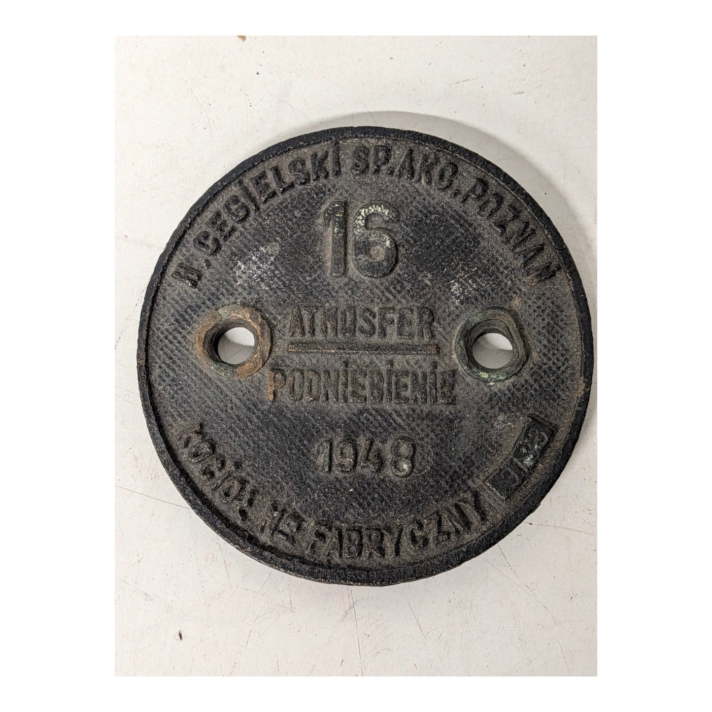 Vintage 1948 Polish Cast Iron Industrial Plaque H. Cegielski Steampunk Decor