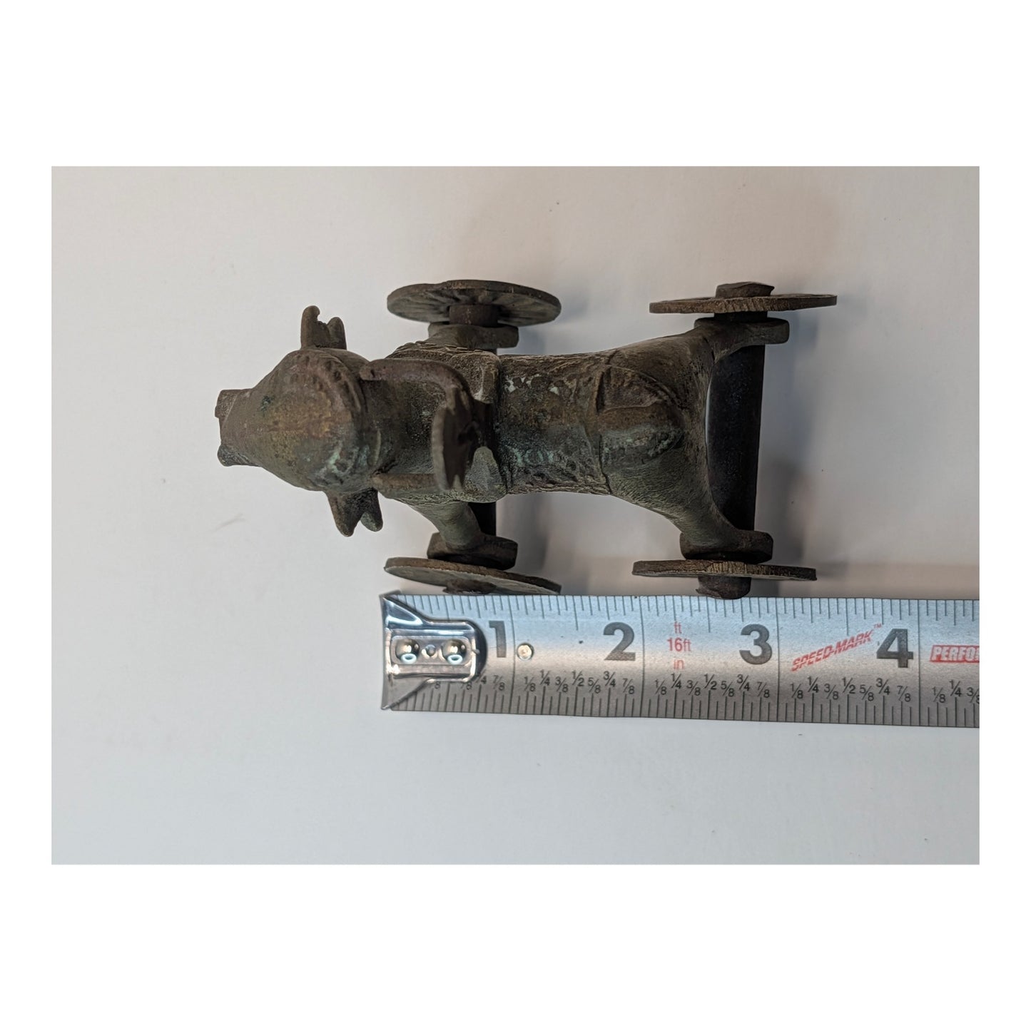 Vintage Indian Dhokra Brass Elephant Toy with Rider on Wheels