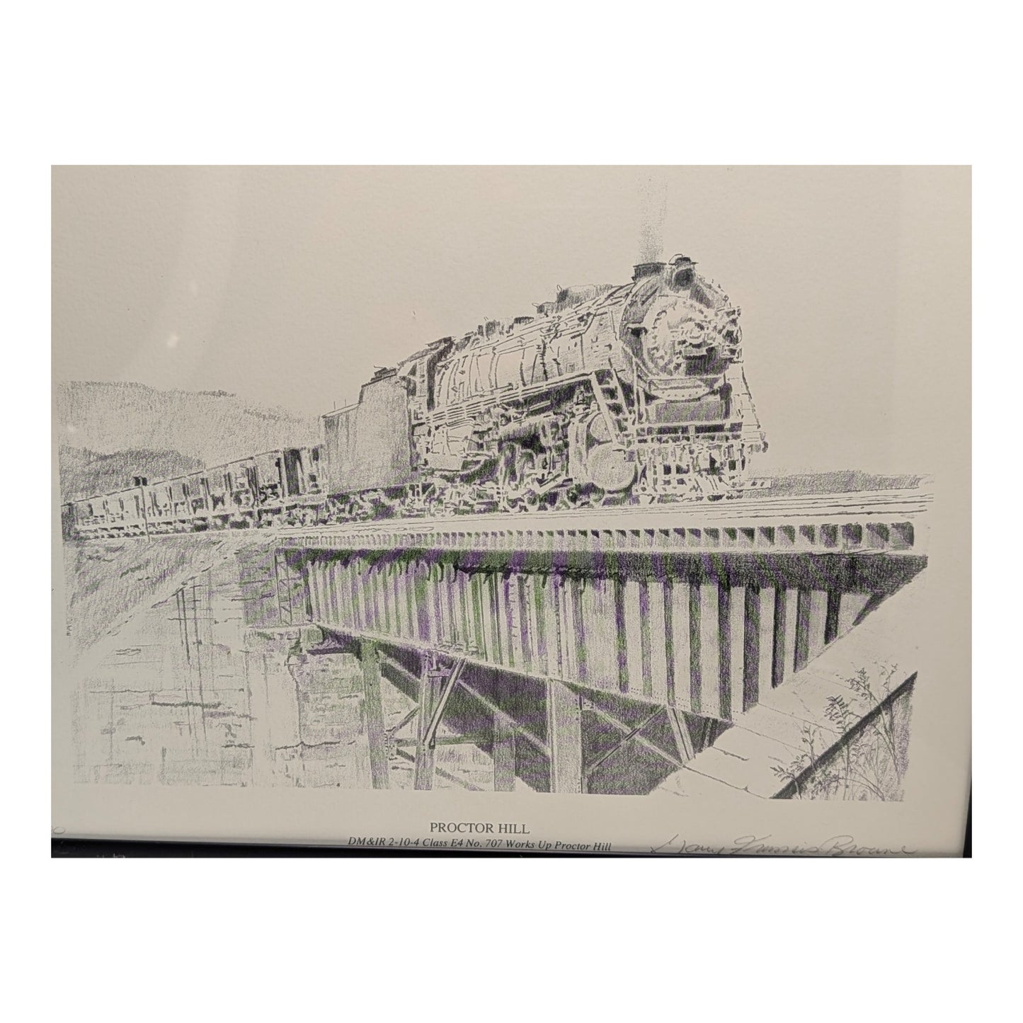 Louis Francis Browne Signed Train Print "Proctor Hill" Ltd Ed 34/500 DM&IR Art