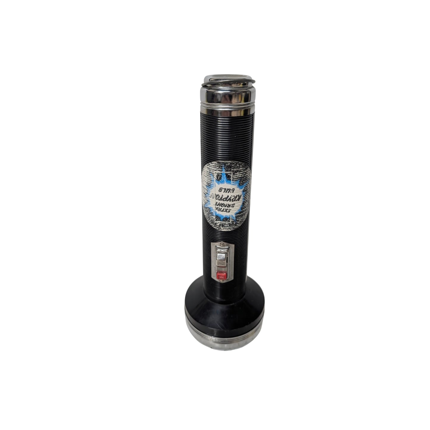 Vintage 1970s Krypton Flashlight Black & Chrome Retro Industrial Design