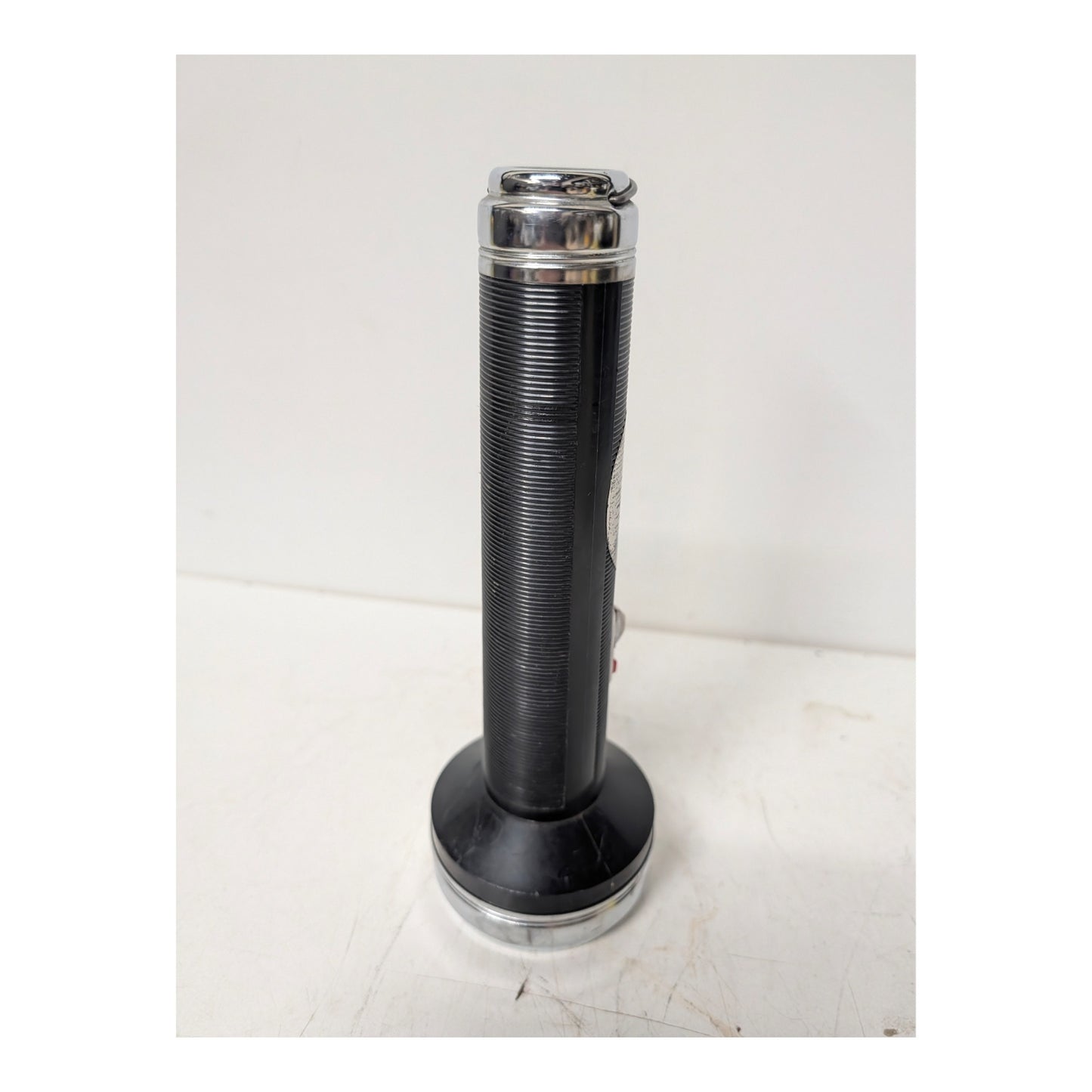Vintage 1970s Krypton Flashlight Black & Chrome Retro Industrial Design