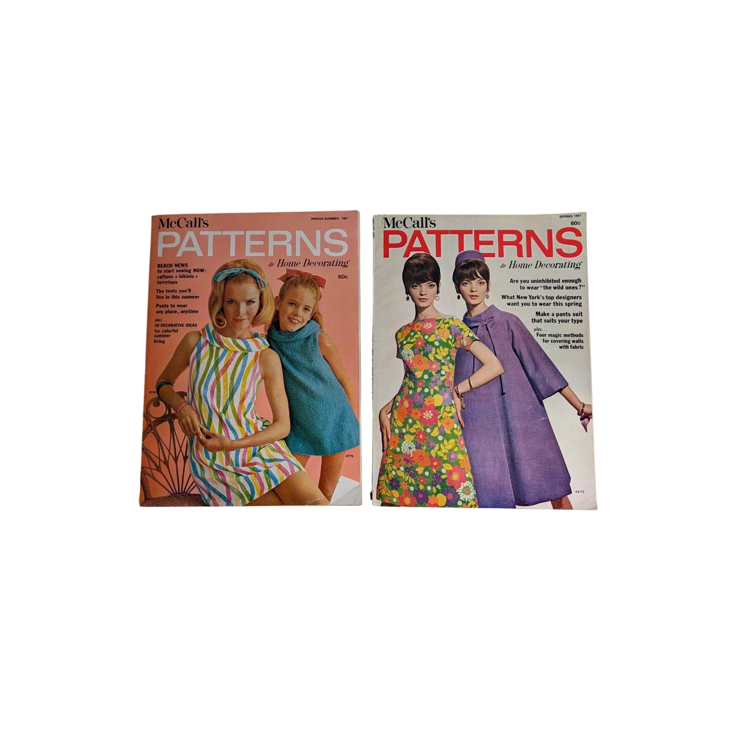 Lot of 2 Vintage 1967 McCall's Pattern Magazines, Mod Fashion & Home Decor