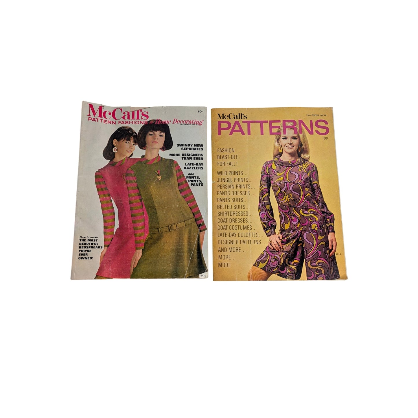 Lot of 2 Vintage 1960s McCall's Pattern Magazines Mod Fashion '68-'69