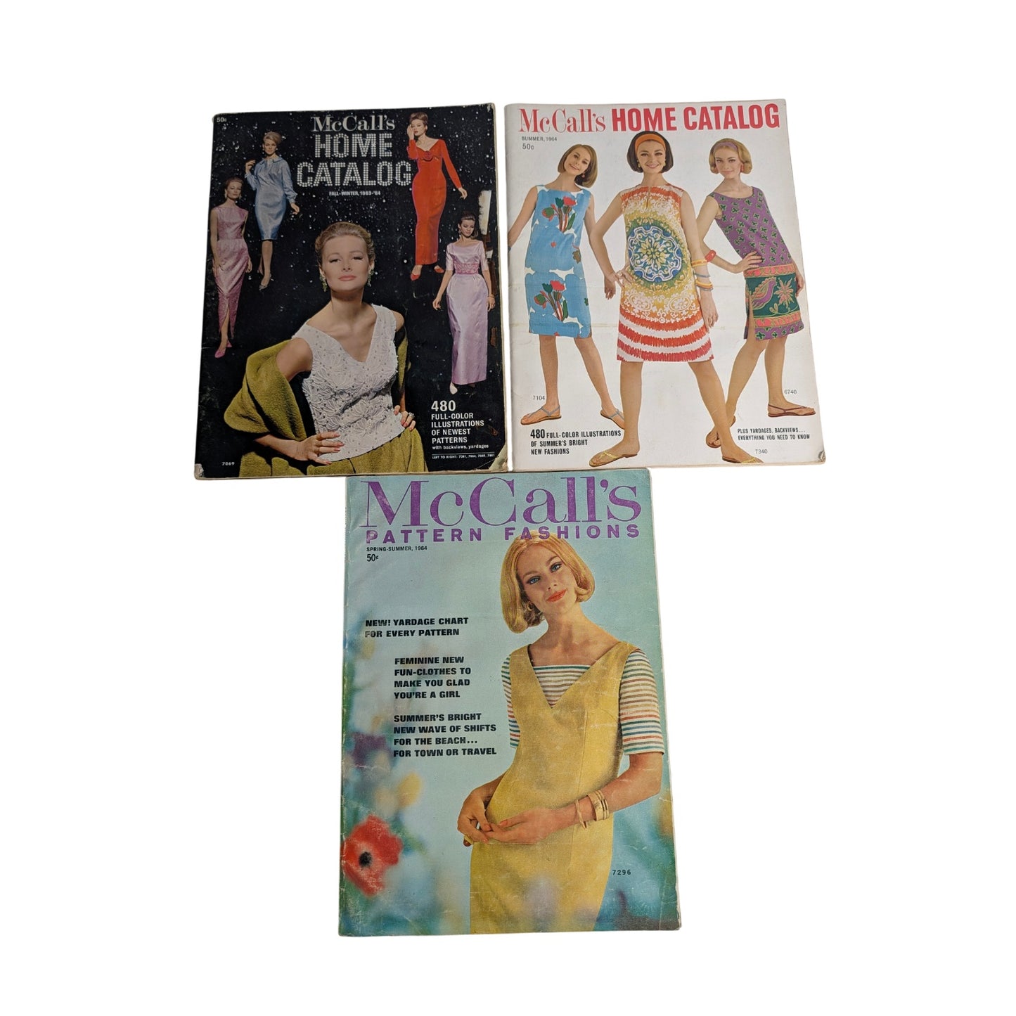Lot of 3 Vintage 1964 McCall's Sewing Pattern Catalogs Mid-Century Fashion