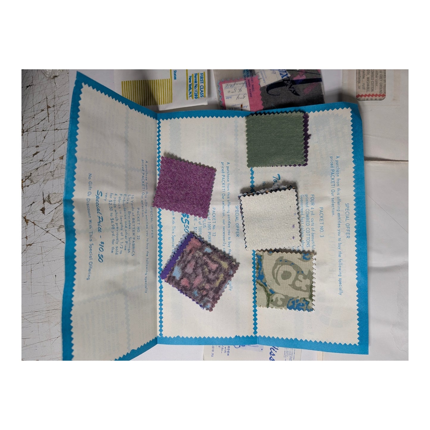 Vintage 1970s Fabric Swatch Lot | Fabrics 'Round The World Mail Order Club