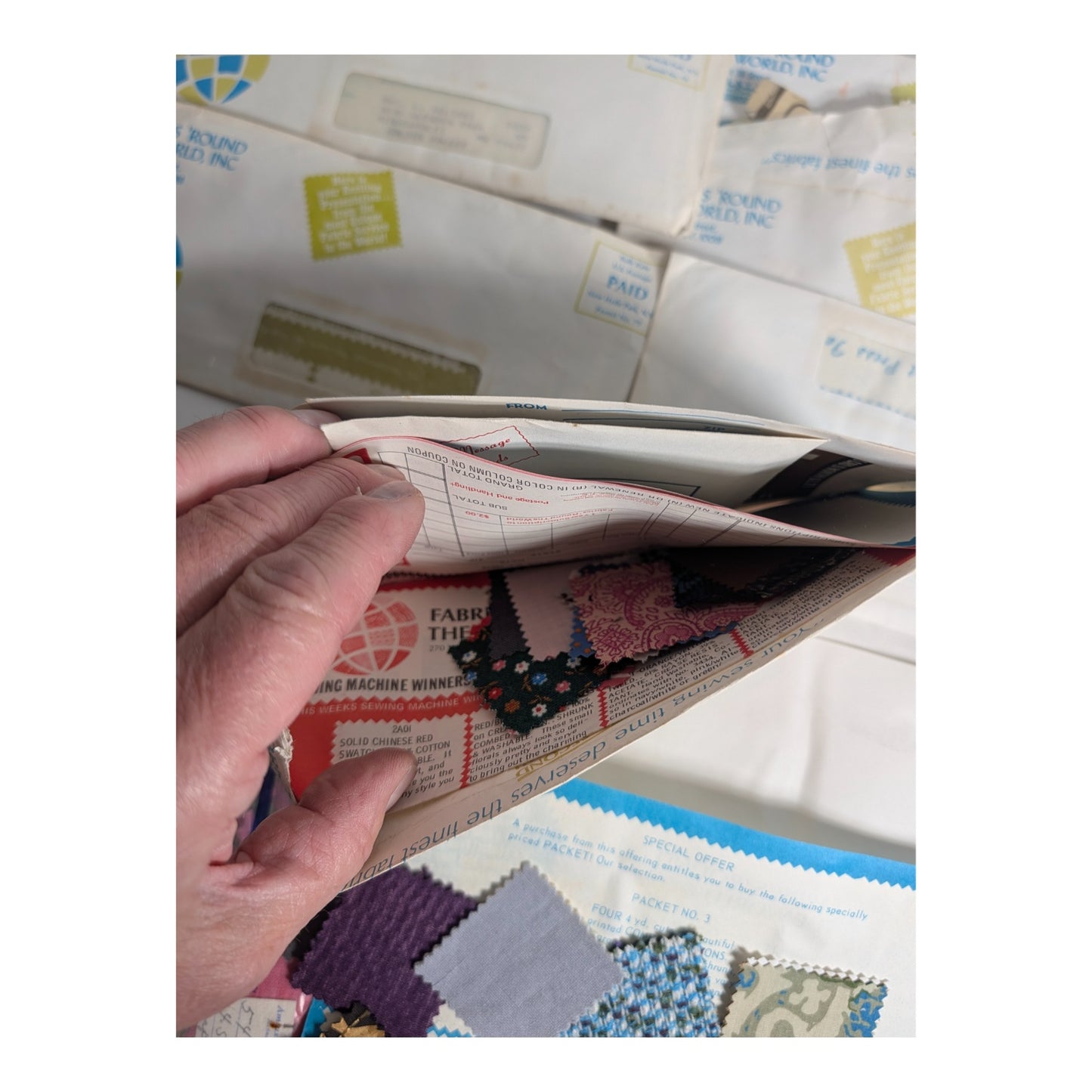 Vintage 1970s Fabric Swatch Lot | Fabrics 'Round The World Mail Order Club