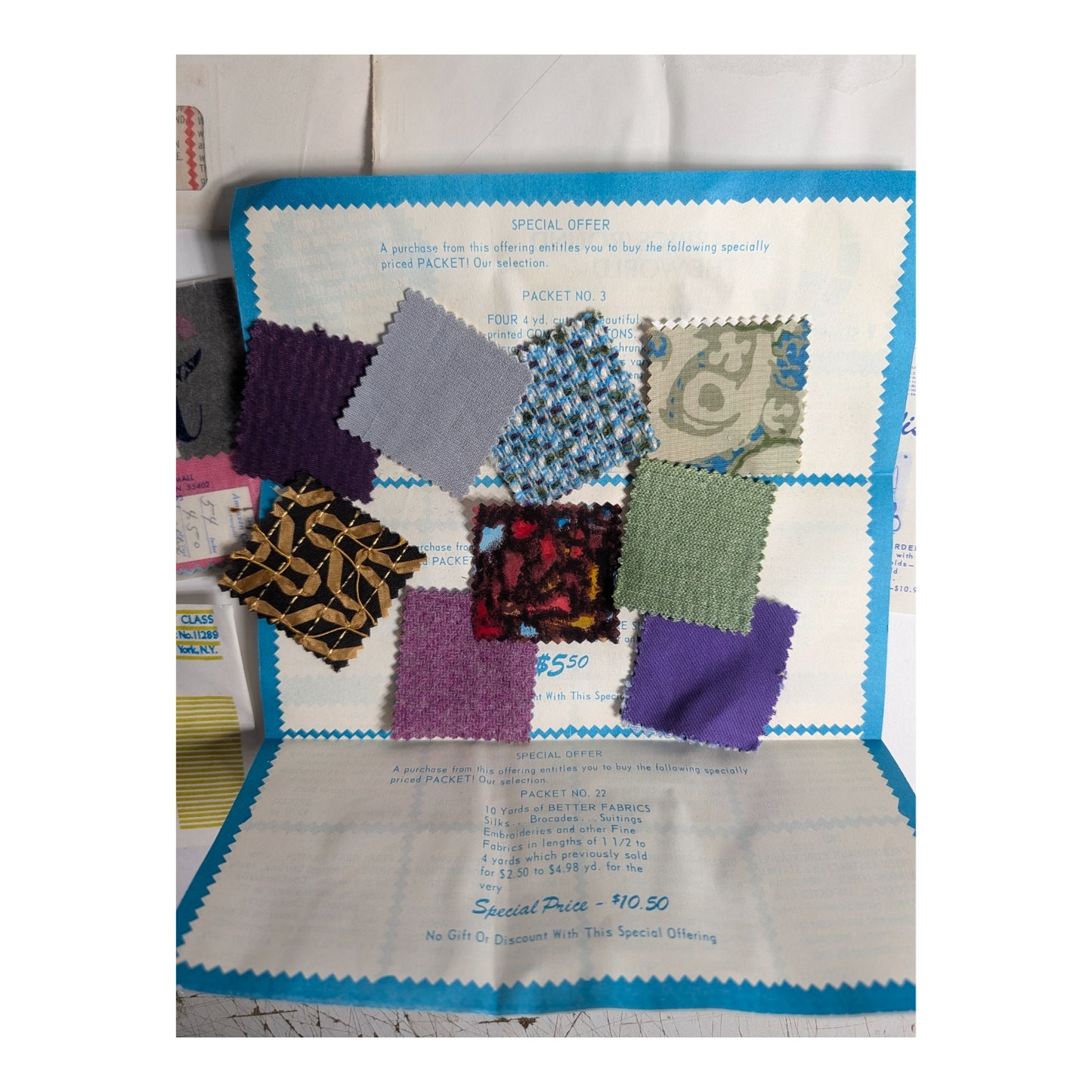 Vintage 1970s Fabric Swatch Lot | Fabrics 'Round The World Mail Order Club