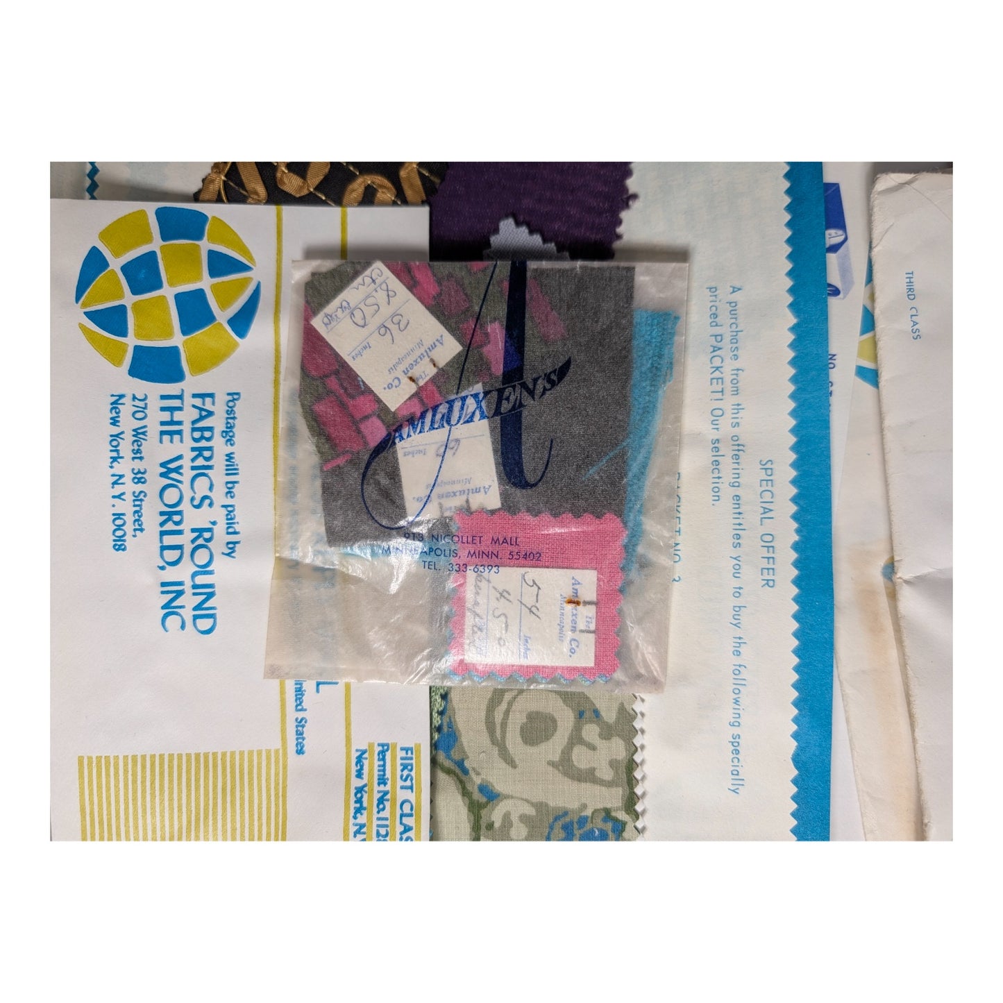 Vintage 1970s Fabric Swatch Lot | Fabrics 'Round The World Mail Order Club
