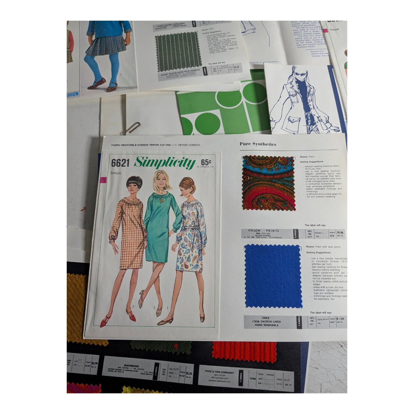 Vintage 1968 Fashions & Fabrics Swatch Books | Complete Mod Era Year Set