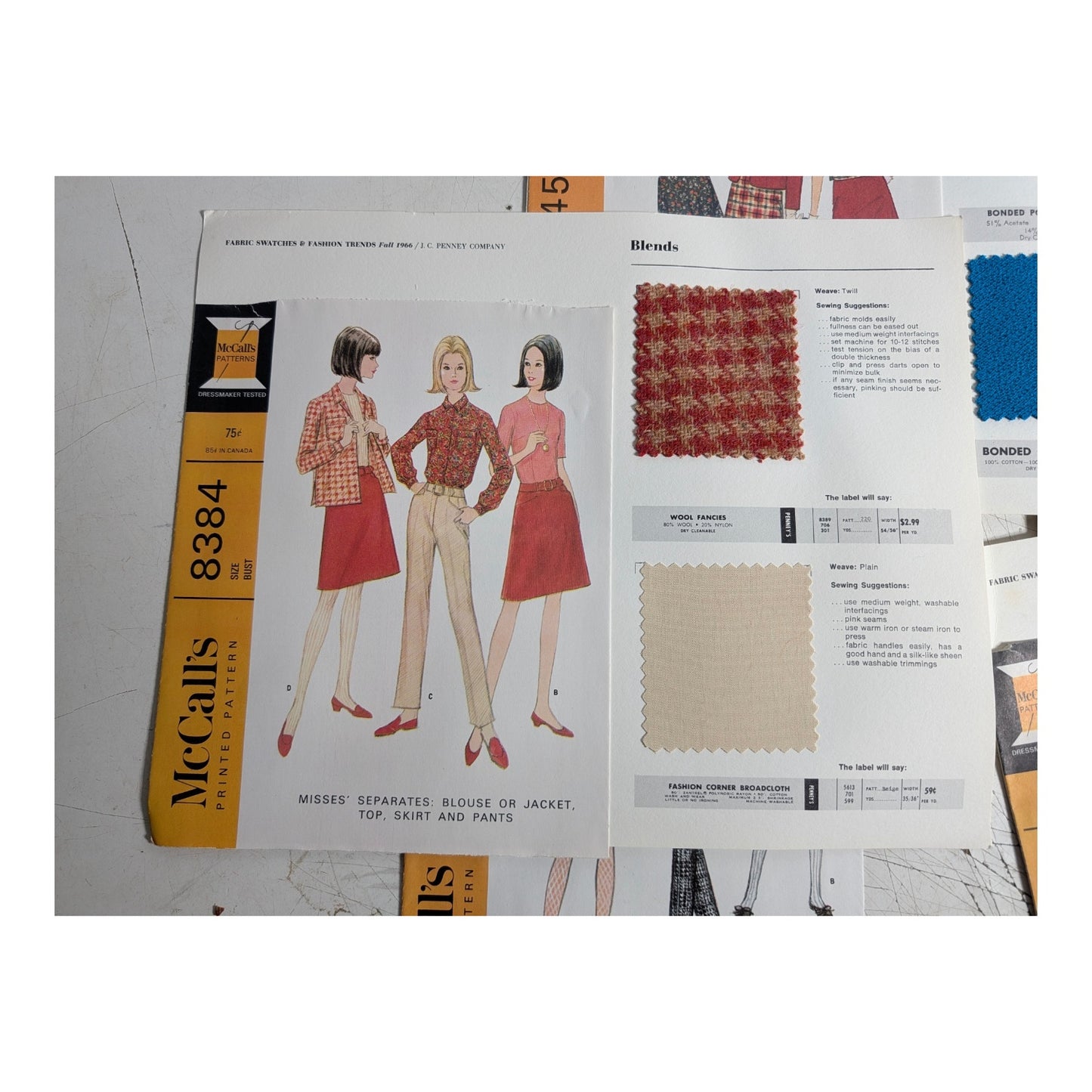 Vintage 1969 McCall's Fabric Report Lot w/ Swatches | Mod Fashion Ephemera