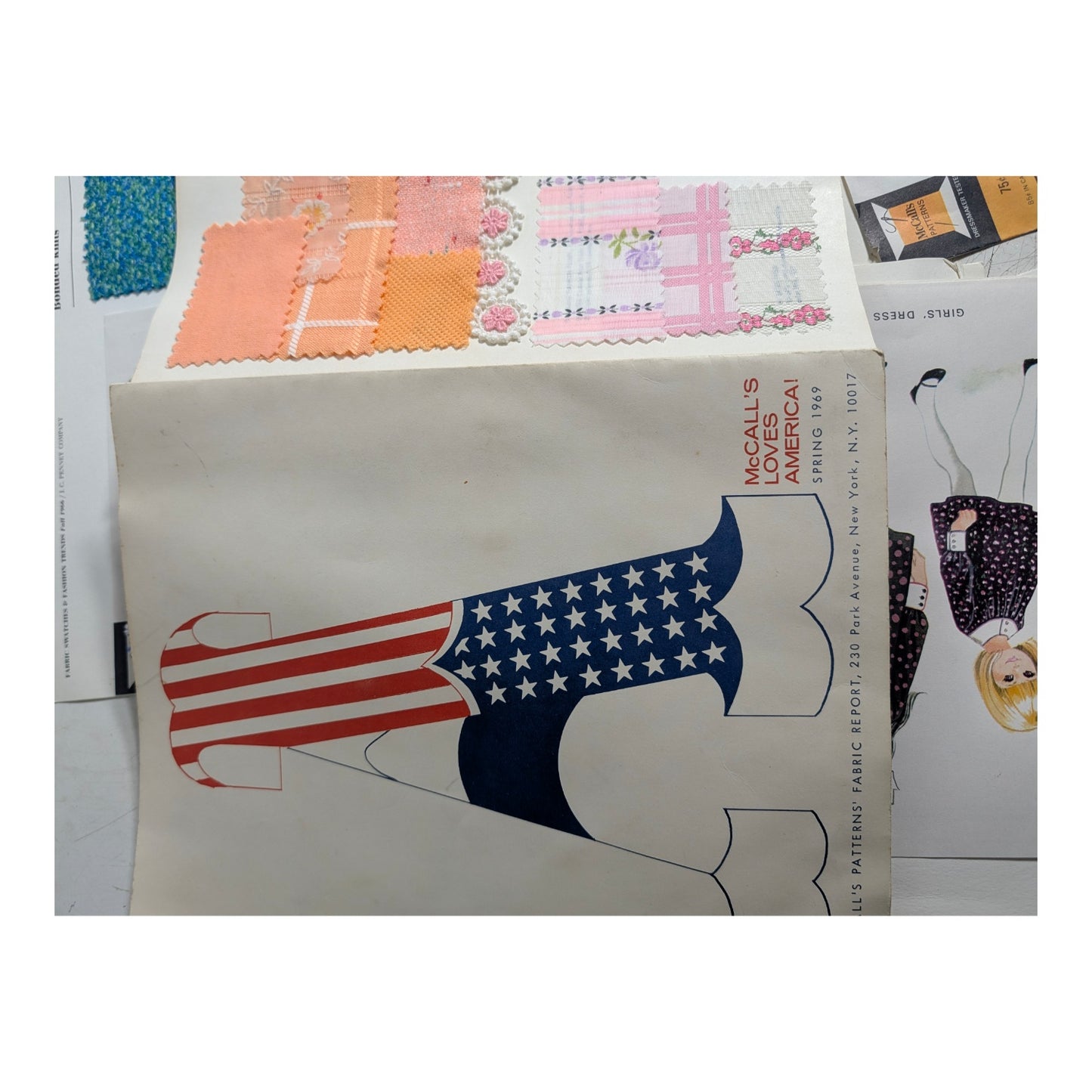 Vintage 1969 McCall's Fabric Report Lot w/ Swatches | Mod Fashion Ephemera