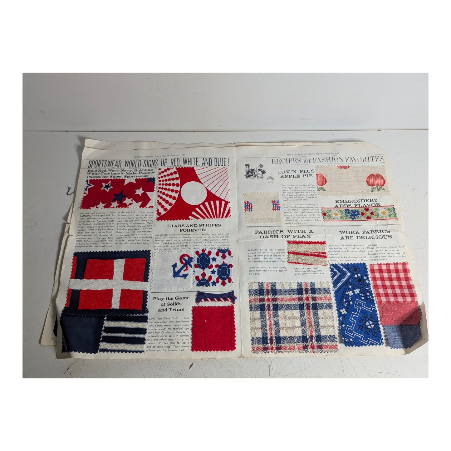 Vintage 1969 McCall's Fabric Report Lot w/ Swatches | Mod Fashion Ephemera