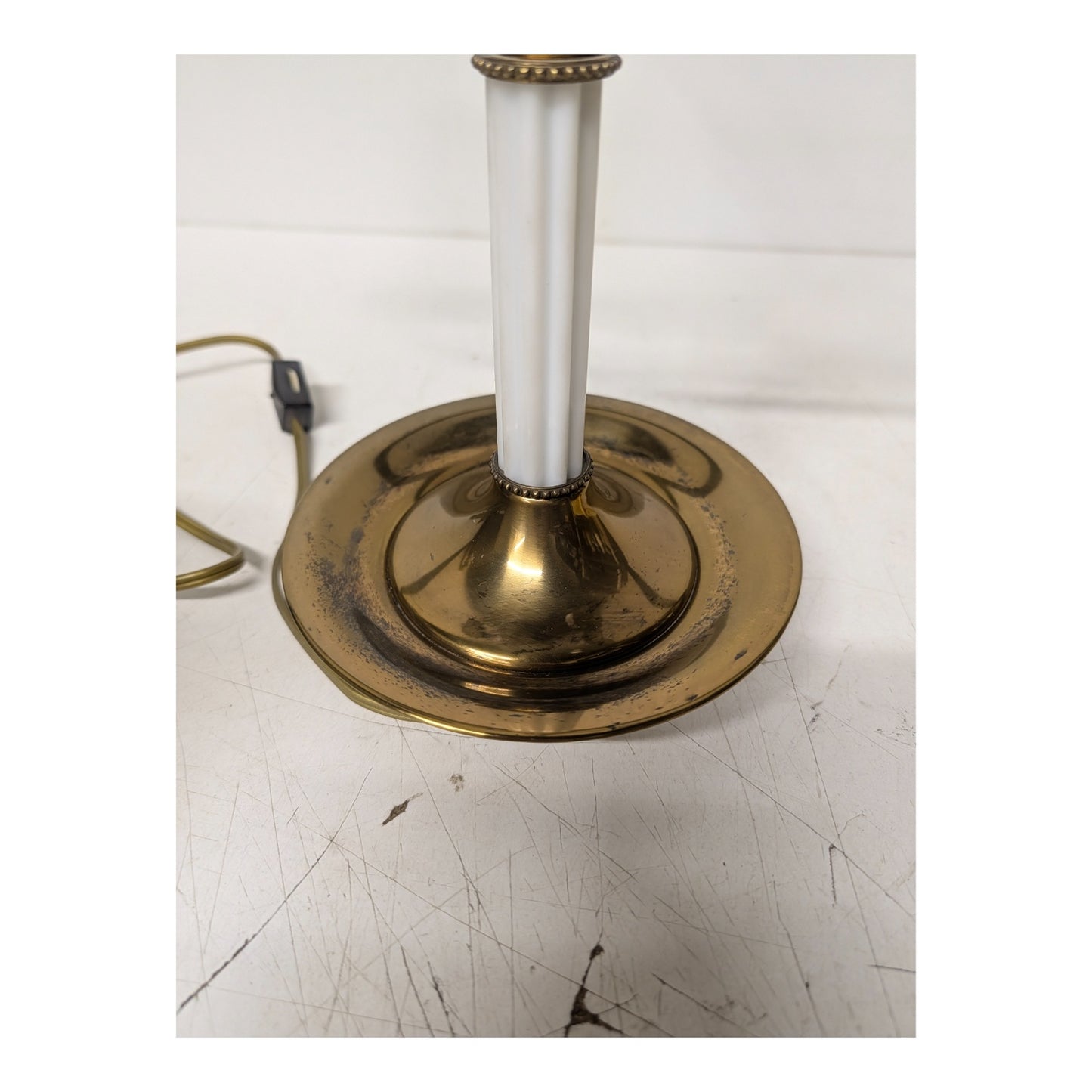 Vintage Hollywood Regency Brass & Lucite Two-Arm Candelabra Table Lamp