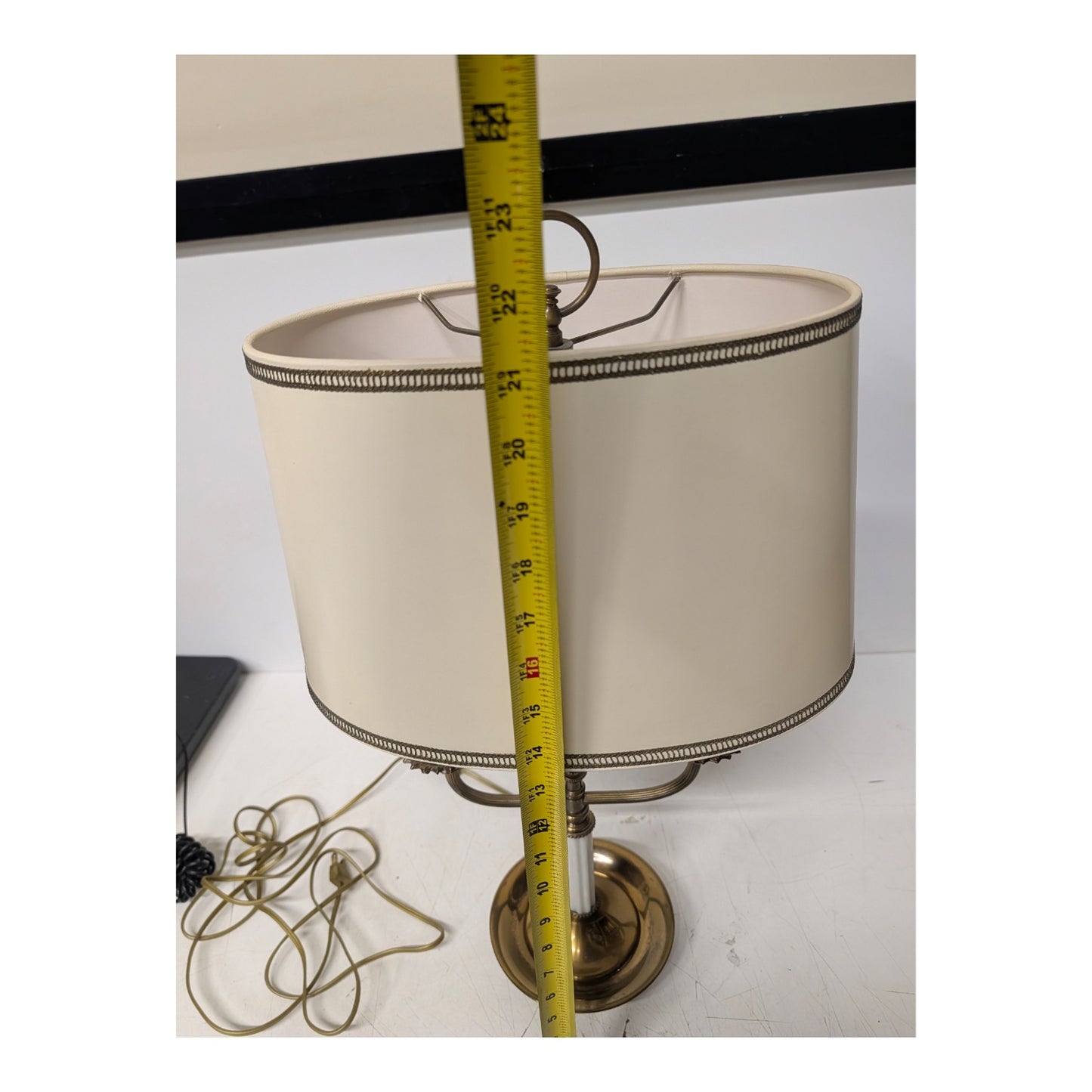 Vintage Hollywood Regency Brass & Lucite Two-Arm Candelabra Table Lamp