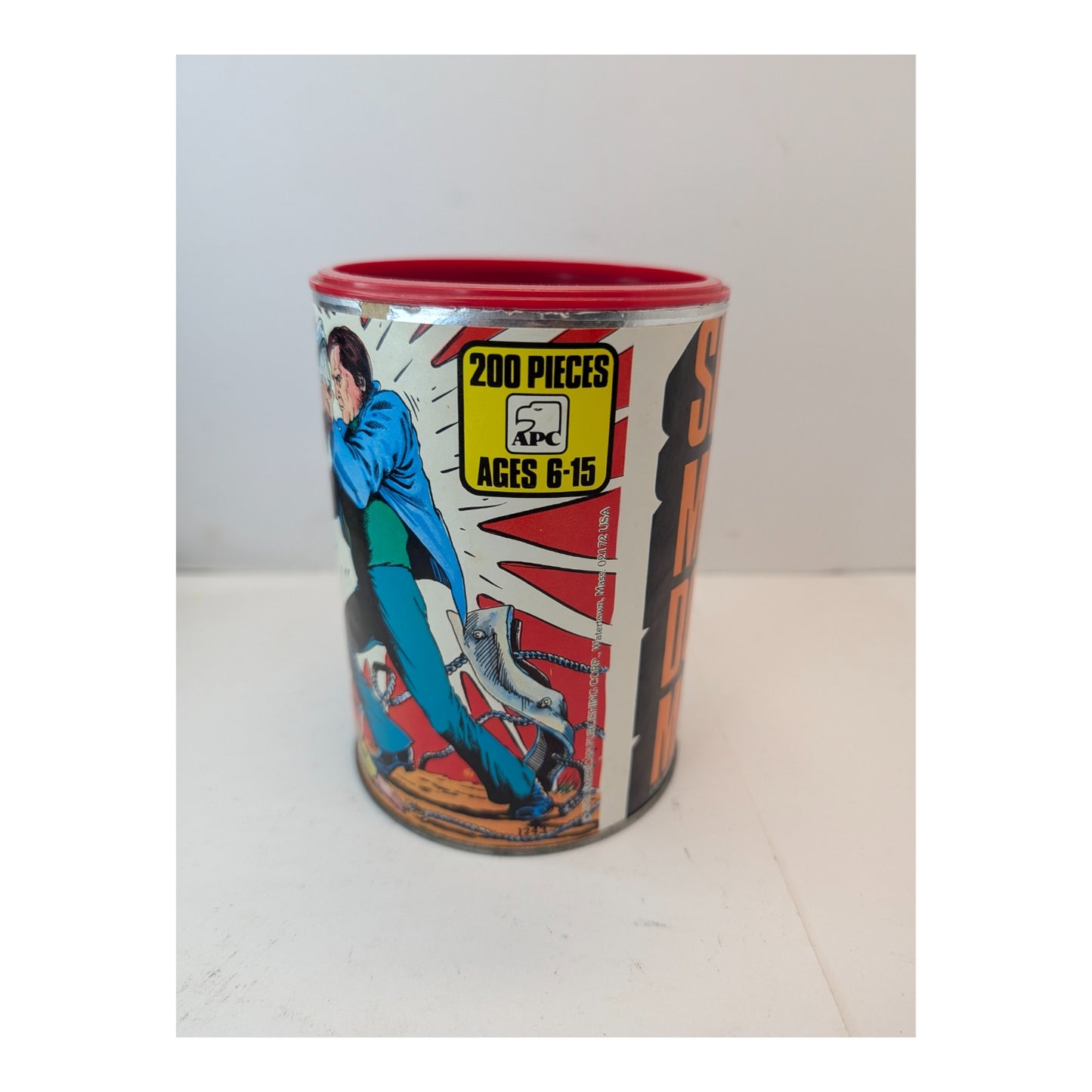 Vintage 1975 Six Million Dollar Man Jigsaw Puzzle in Can APC Collectible
