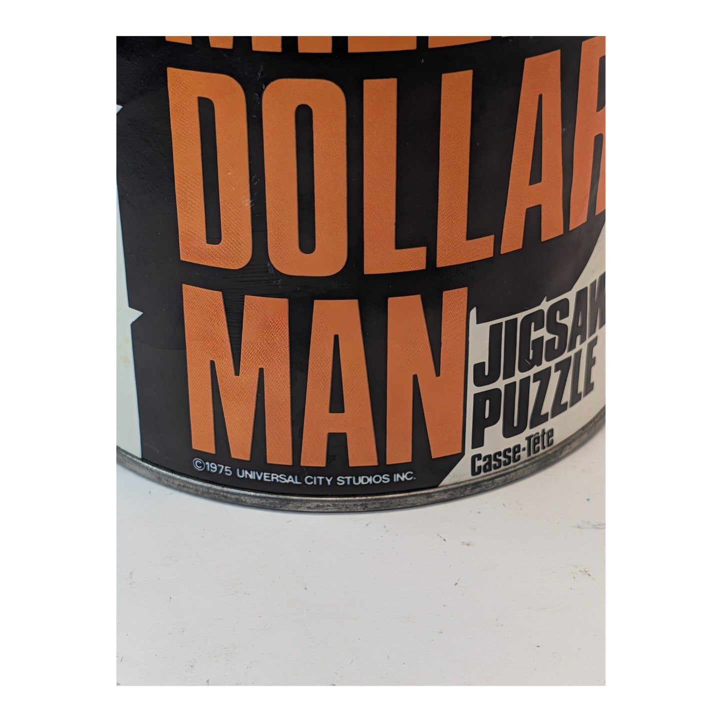 Vintage 1975 Six Million Dollar Man Jigsaw Puzzle in Can APC Collectible
