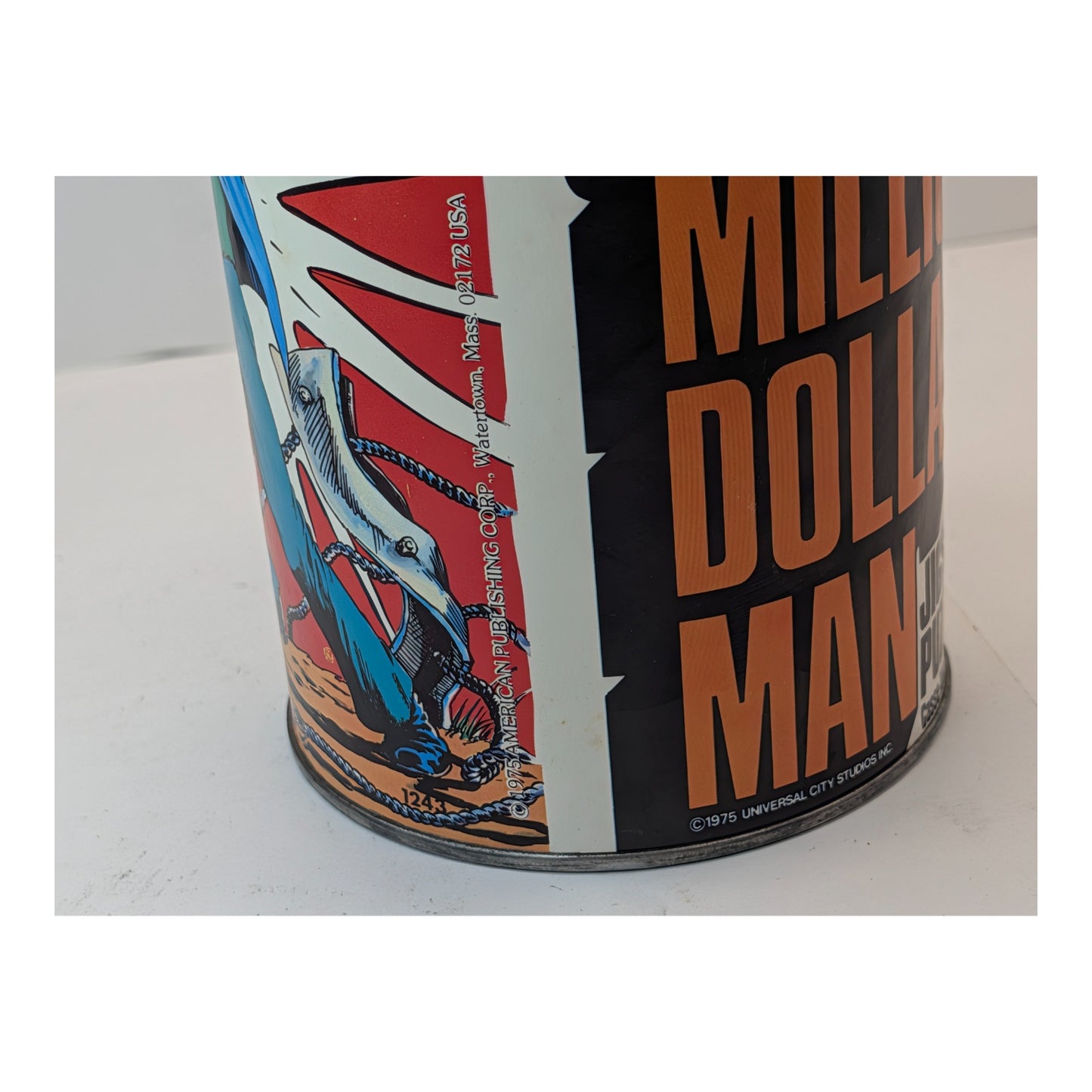 Vintage 1975 Six Million Dollar Man Jigsaw Puzzle in Can APC Collectible